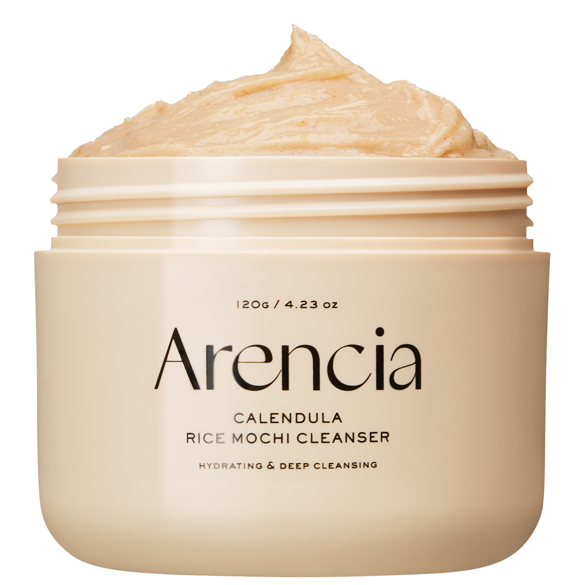 Arencia Calendula Rice Mochi Cleanser, Gentle Exfoliating Foam Wash for Sensitive, Dry, Rough Skin, 4.23oz / 120g