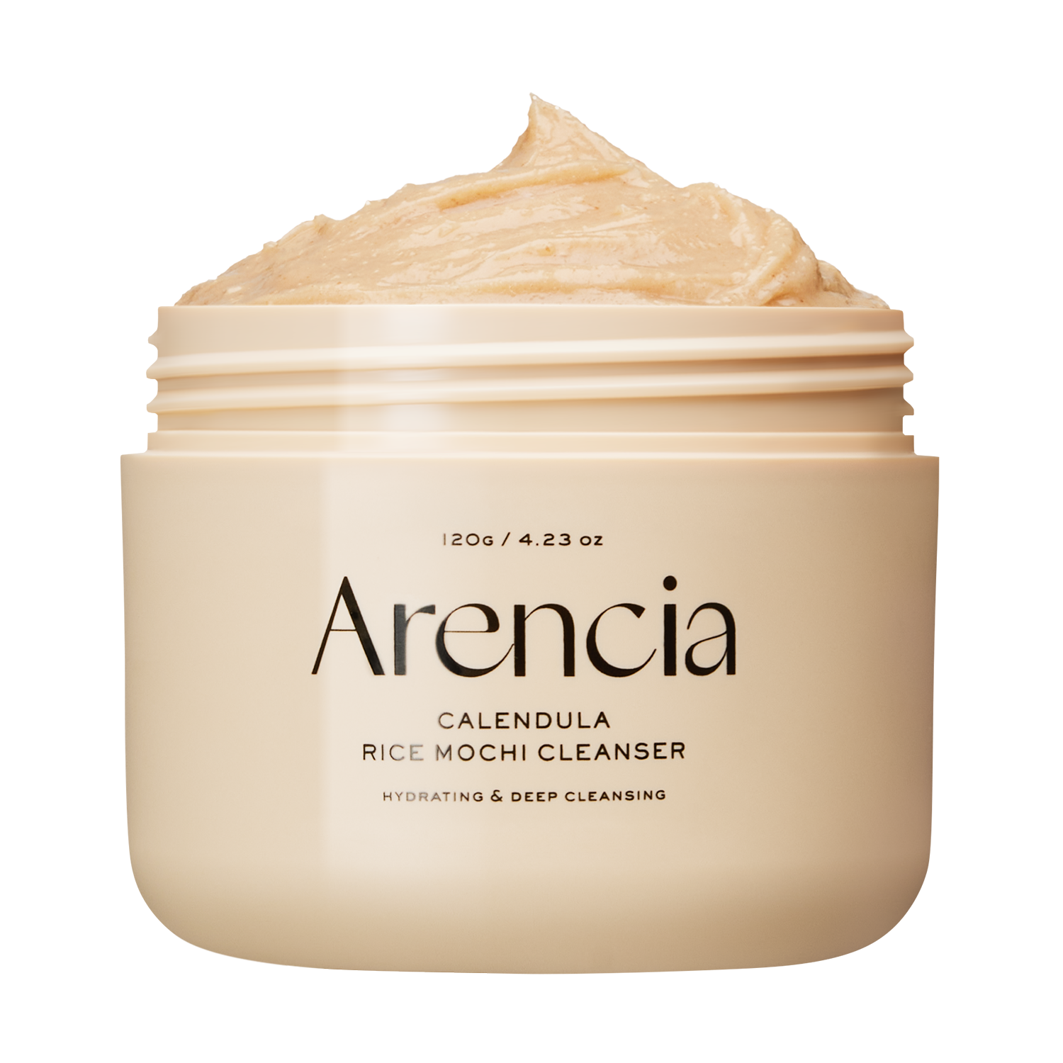 Arencia Calendula Rice Mochi Cleanser, Gentle Exfoliating Foam Wash for Sensitive, Dry, Rough Skin, 4.23oz / 120g