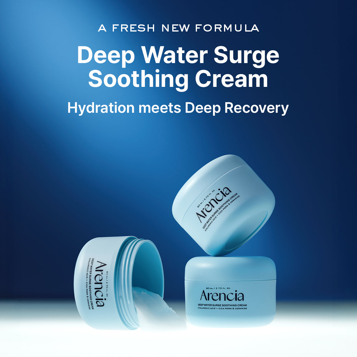 Arencia Deep Water Surge Soothing Cream, Hyaluronic Acid + Cica PDRN & Ceramide, 2.70 fl oz