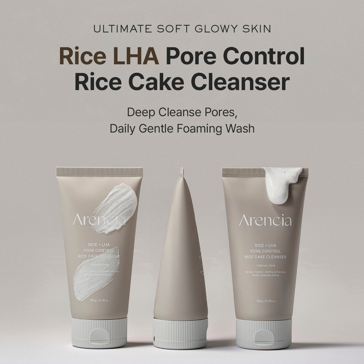 Arencia Rice + LHA Pore Control Rice Cake Cleanser, 5.29oz