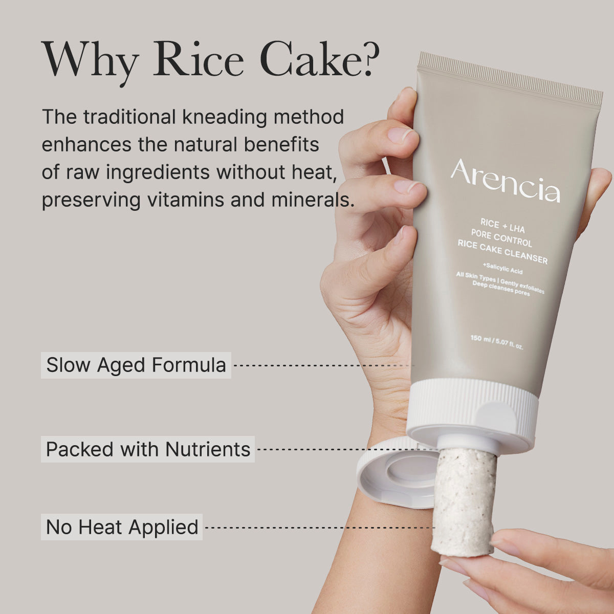 Arencia Rice + LHA Pore Control Rice Cake Cleanser, 5.29oz