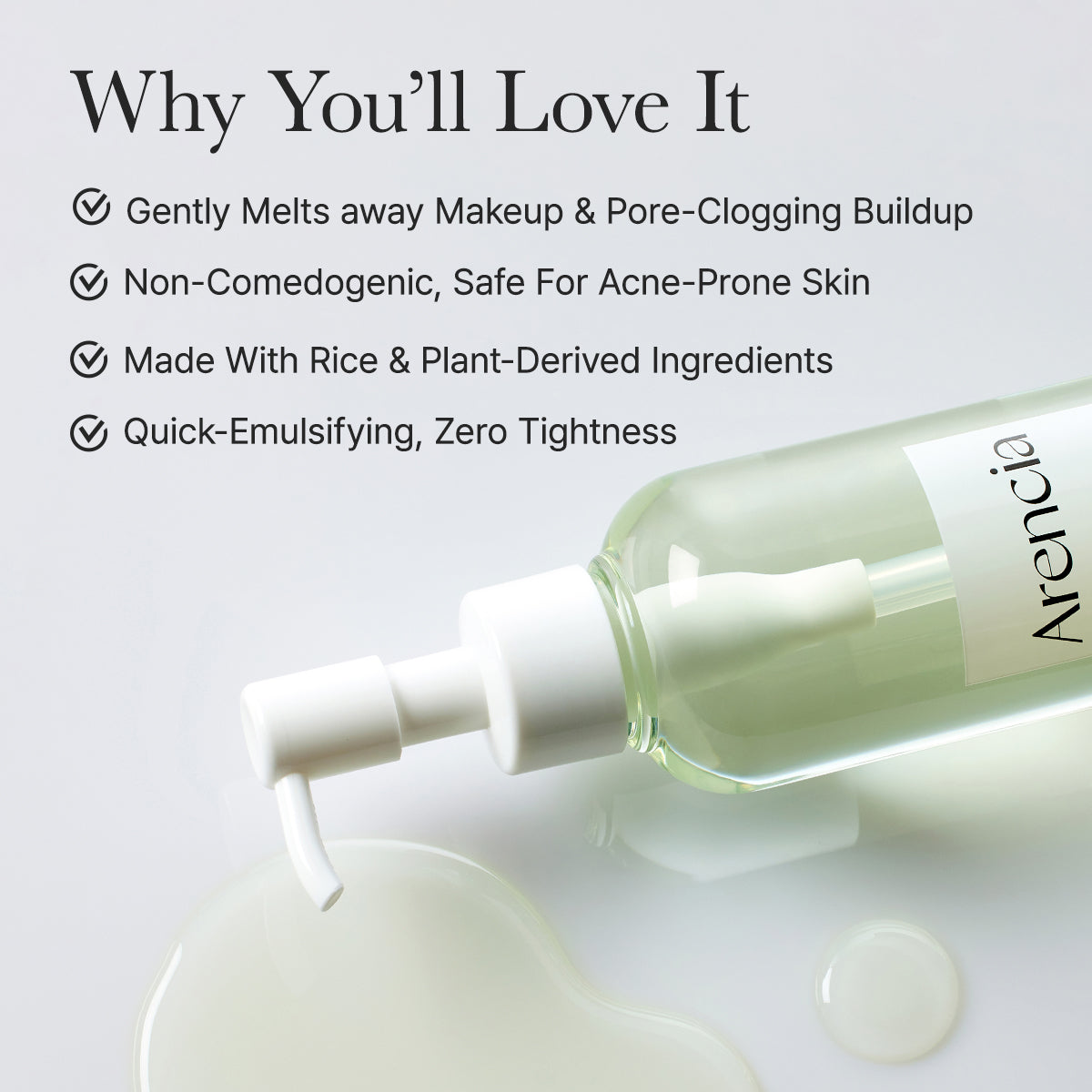 Pore Melt Mochi Makeup-Removing Cleansing Oil, Non-Comedogenic, Acne-Safe, Rice Amino Acids HD, Vitamin E, Cica, & Ceramide, 6.76 fl oz