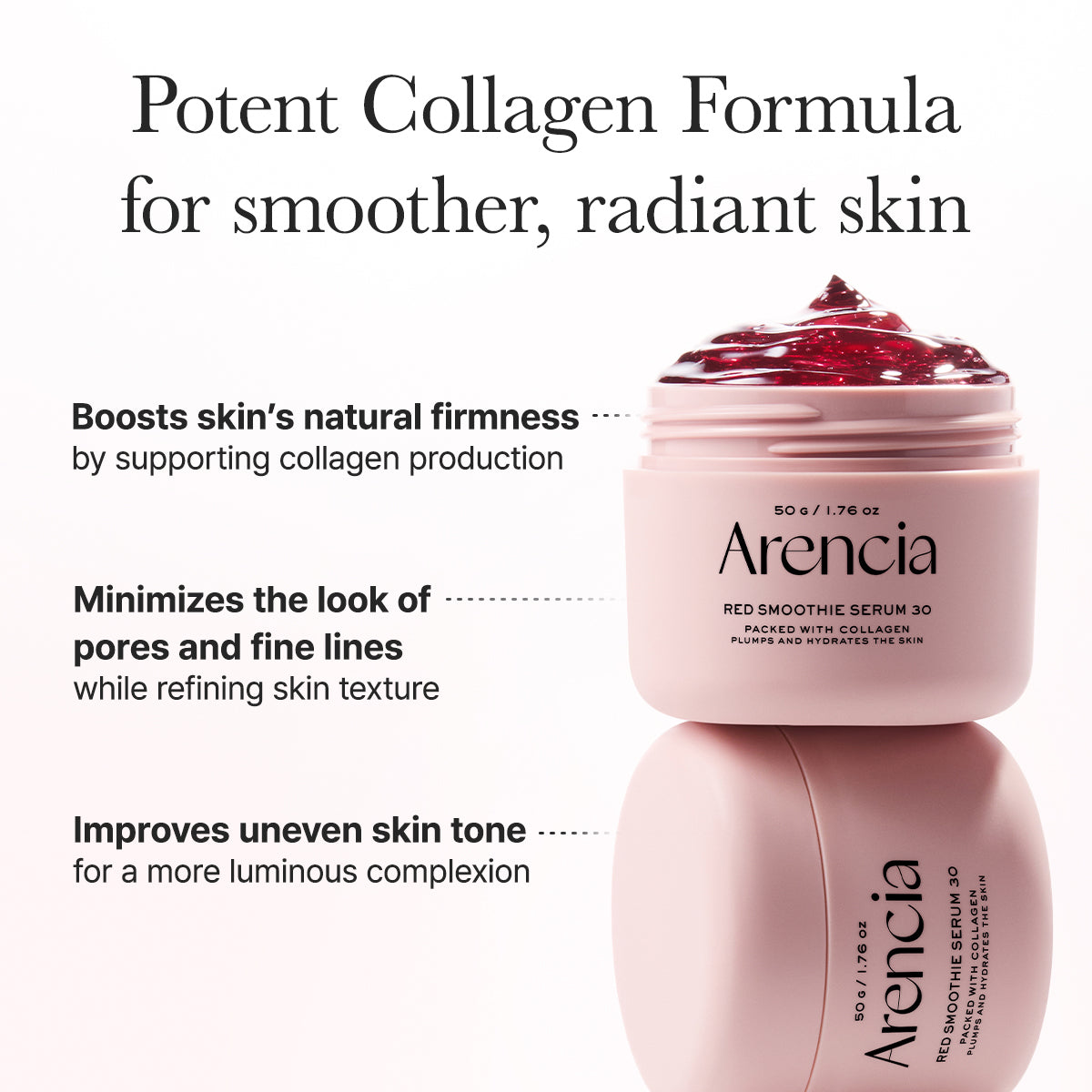 Arencia Overnight Red Smoothie Face Mask Serum, Glowing & Soothing with 30% red collagen, Niacinamide, Peptide, Vitamin E