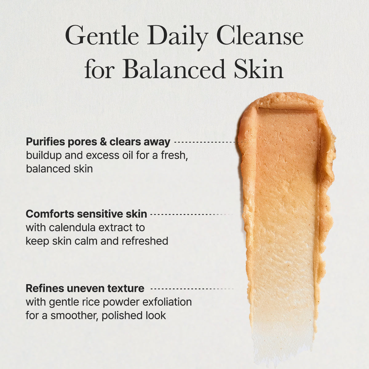 Arencia Calendula Rice Mochi Cleanser, Gentle Exfoliating Foam Wash for Sensitive, Dry, Rough Skin, 4.23oz / 120g
