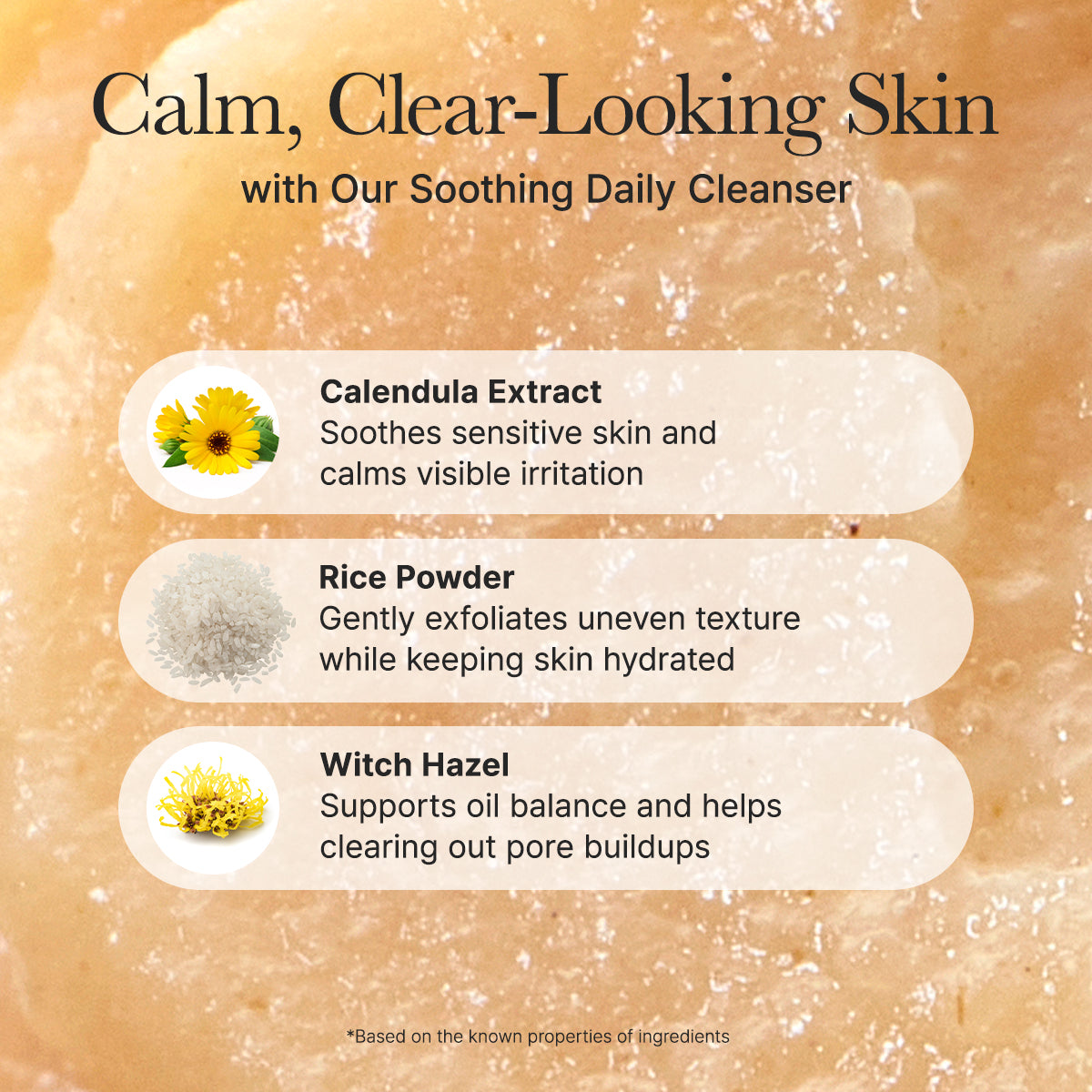 Arencia Calendula Rice Mochi Cleanser, Gentle Exfoliating Foam Wash for Sensitive, Dry, Rough Skin, 4.23oz / 120g