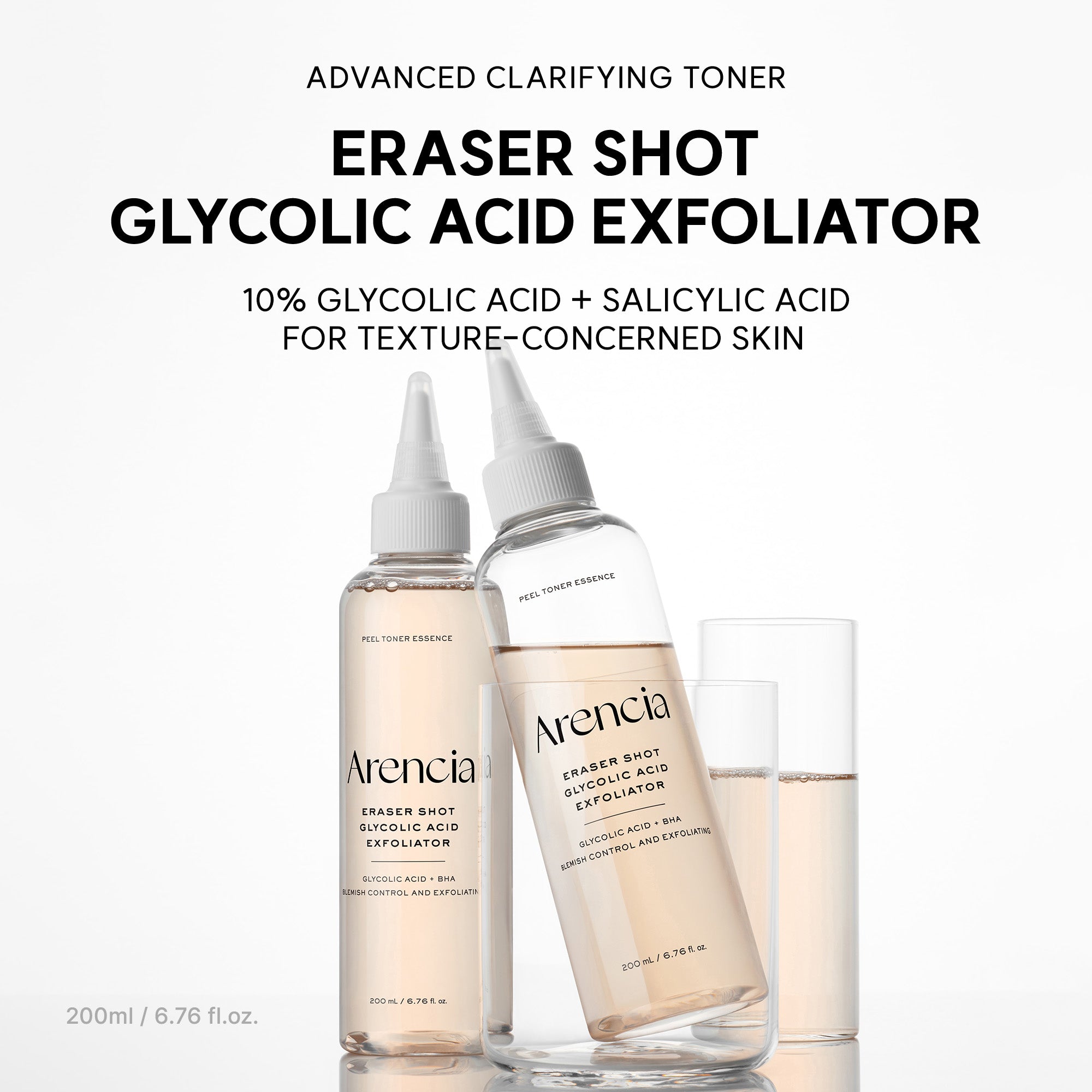 Eraser Shot Glycolic Acid Exfoliator, Clarifying AHA + BHA Toner for Smoother Texture & Clear-Looking Skin, 6.76 fl. oz.
