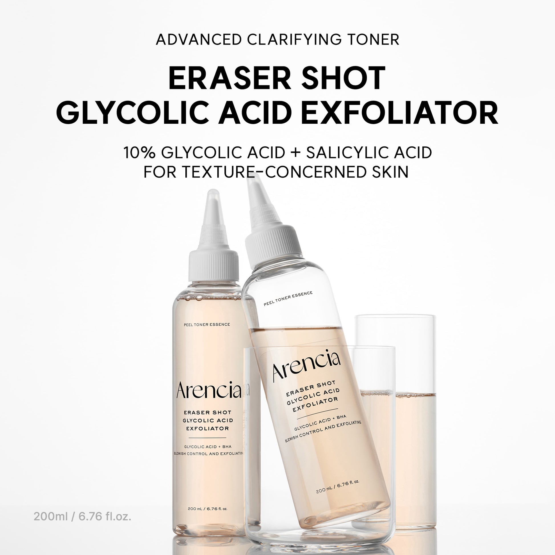 Eraser Shot Glycolic Acid Exfoliator, Clarifying AHA + BHA Toner for Smoother Texture & Clear-Looking Skin, 6.76 fl. oz.