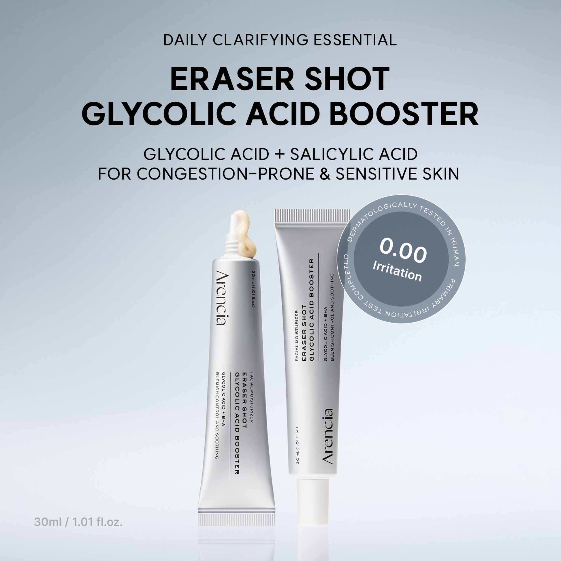 Eraser Shot Glycolic Acid Booster, Daily Clarifying Multi-Acid Formula for Smoother, Clear-Looking Skin, 1.01 fl. oz.
