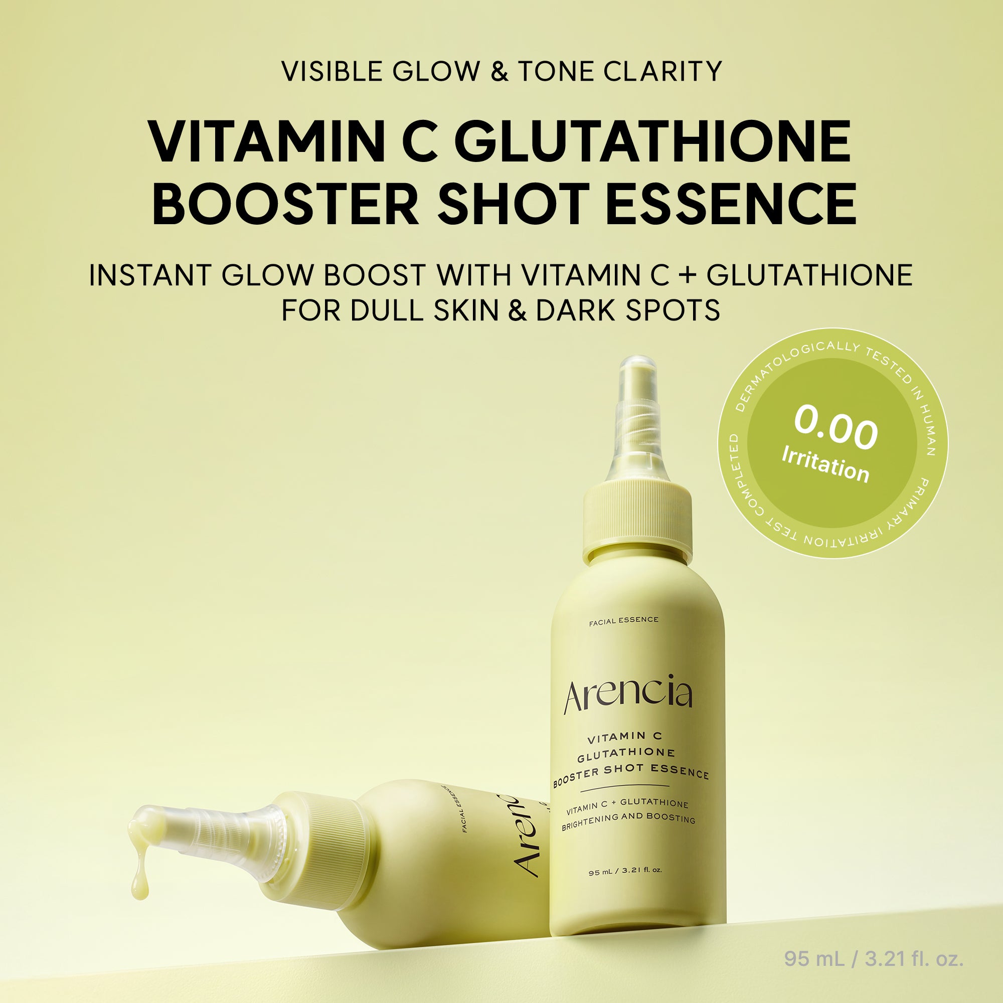 Vitamin C Glutathione Booster Shot Essence, Lightweight Brightening & Dark Spot Care for Radiant, Even-Looking Skin, 3.21 fl oz