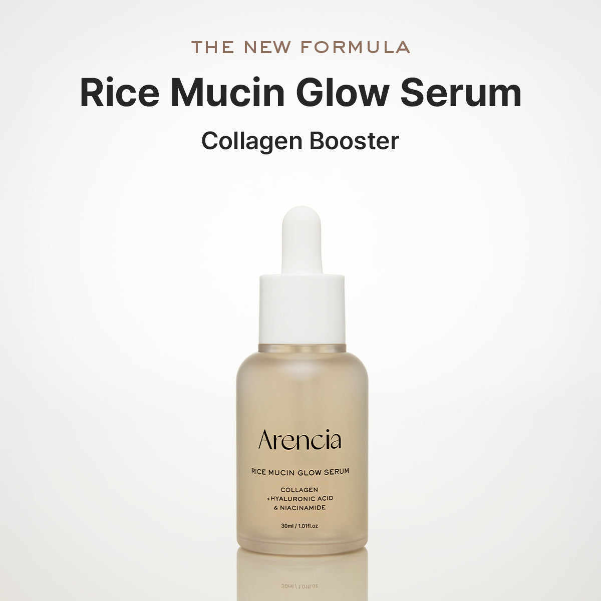 Arencia Rice Mucin Glow Serum, Collagen + Hyaluronic Acid & Niacinamide, 1.01 fl oz