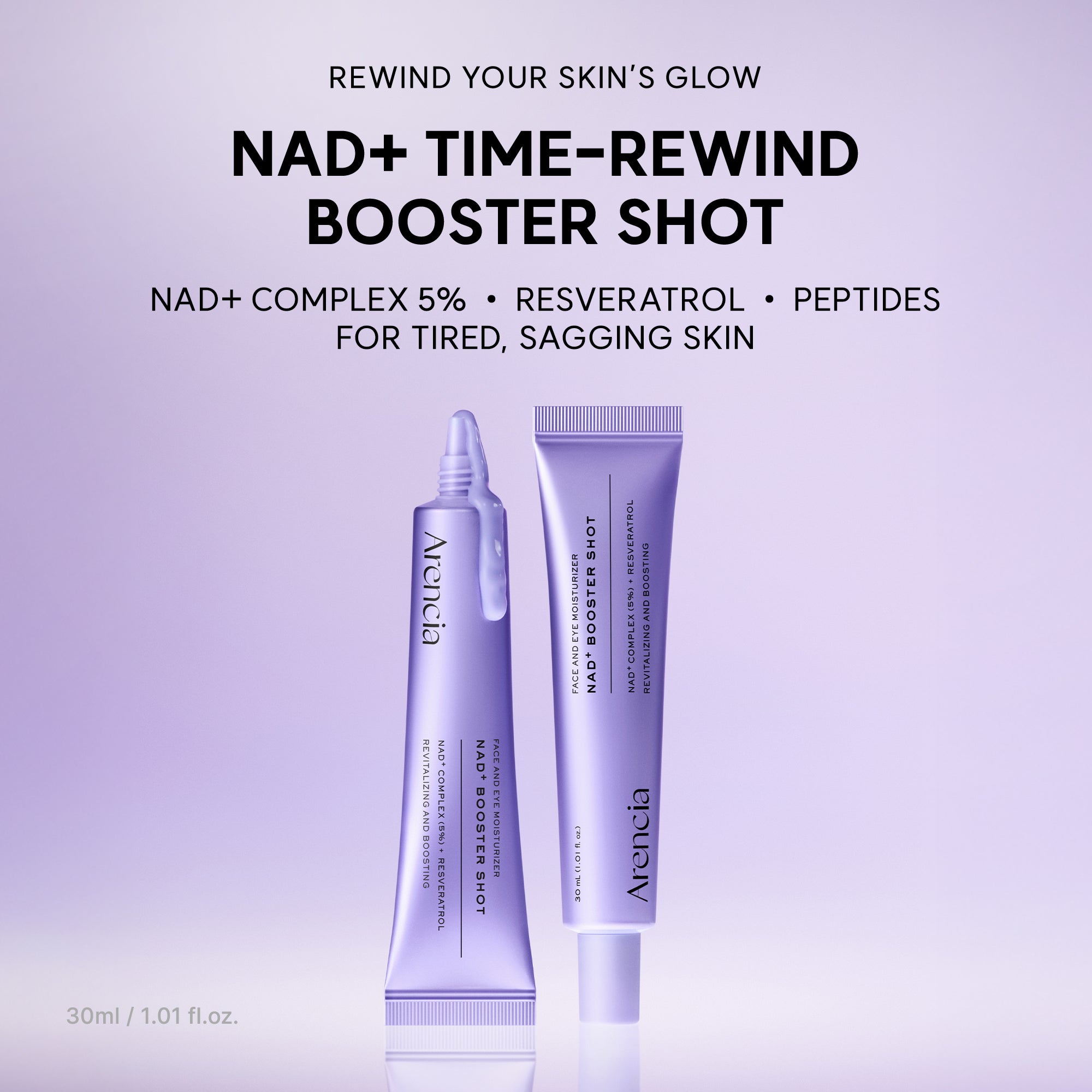 NAD+ Time-Rewind Booster Shot, Firming & Revitalizing Serum with 5% NAD+ Complex, Peptides & Resveratrol, 1.01 fl. oz.