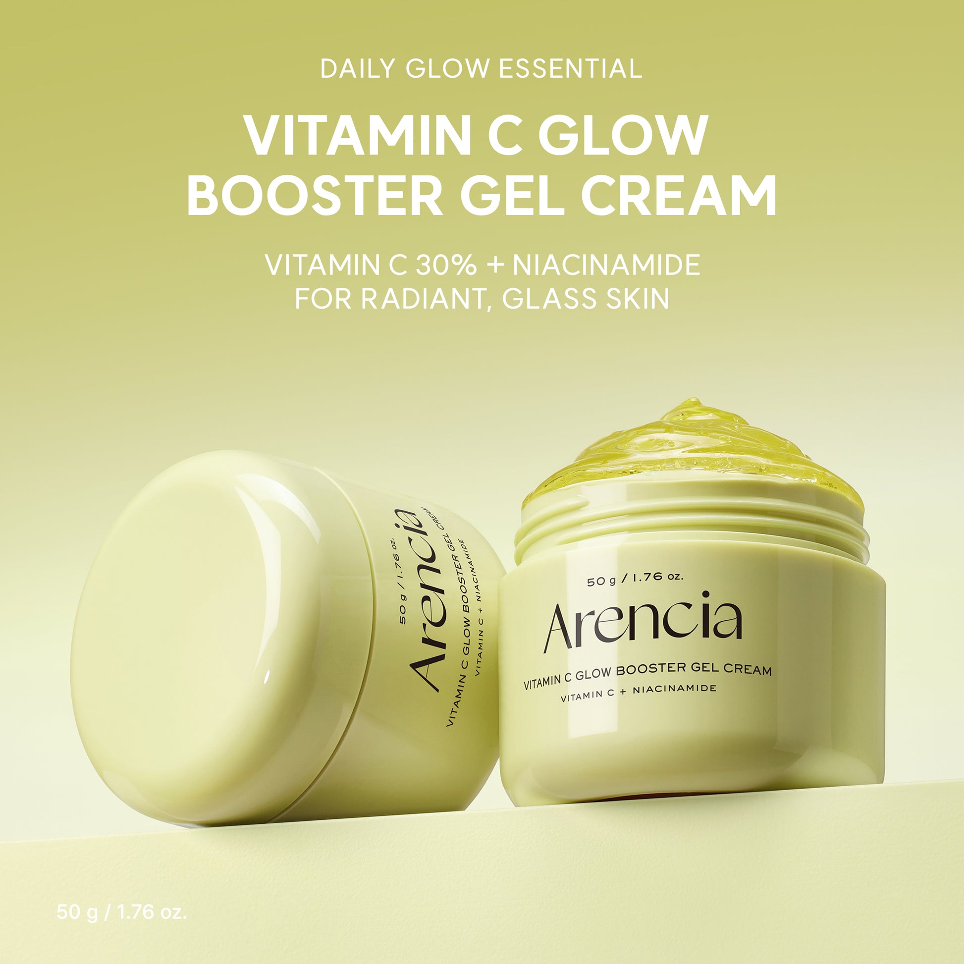 Vitamin C Glow Booster Gel Cream, Lightweight Brightening Gel Moisturizer for Even Tone & Radiant Skin, 1.76 oz