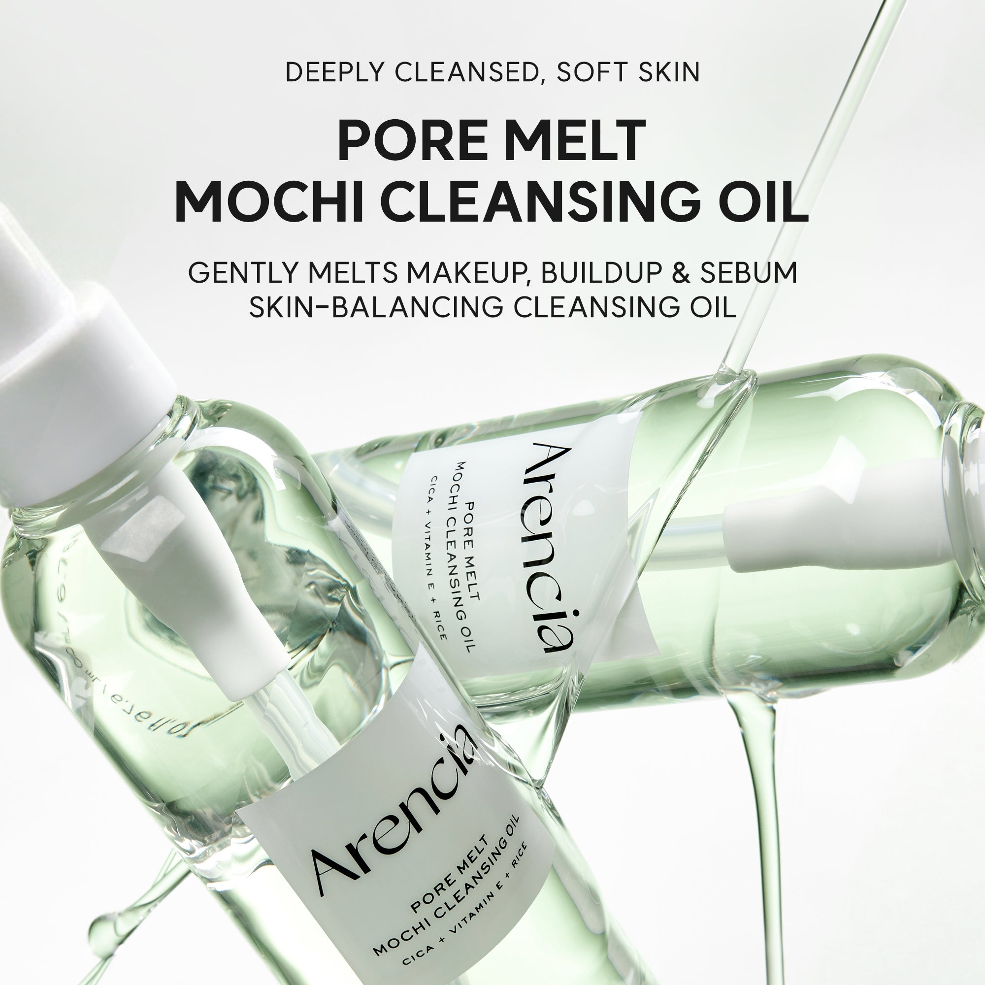 Pore Melt Mochi  Makeup-Removing Cleansing Oil, Non-Comedogenic, Rice Amino Acids HD, Vitamin E, Cica, & Ceramide, 6.76 fl oz