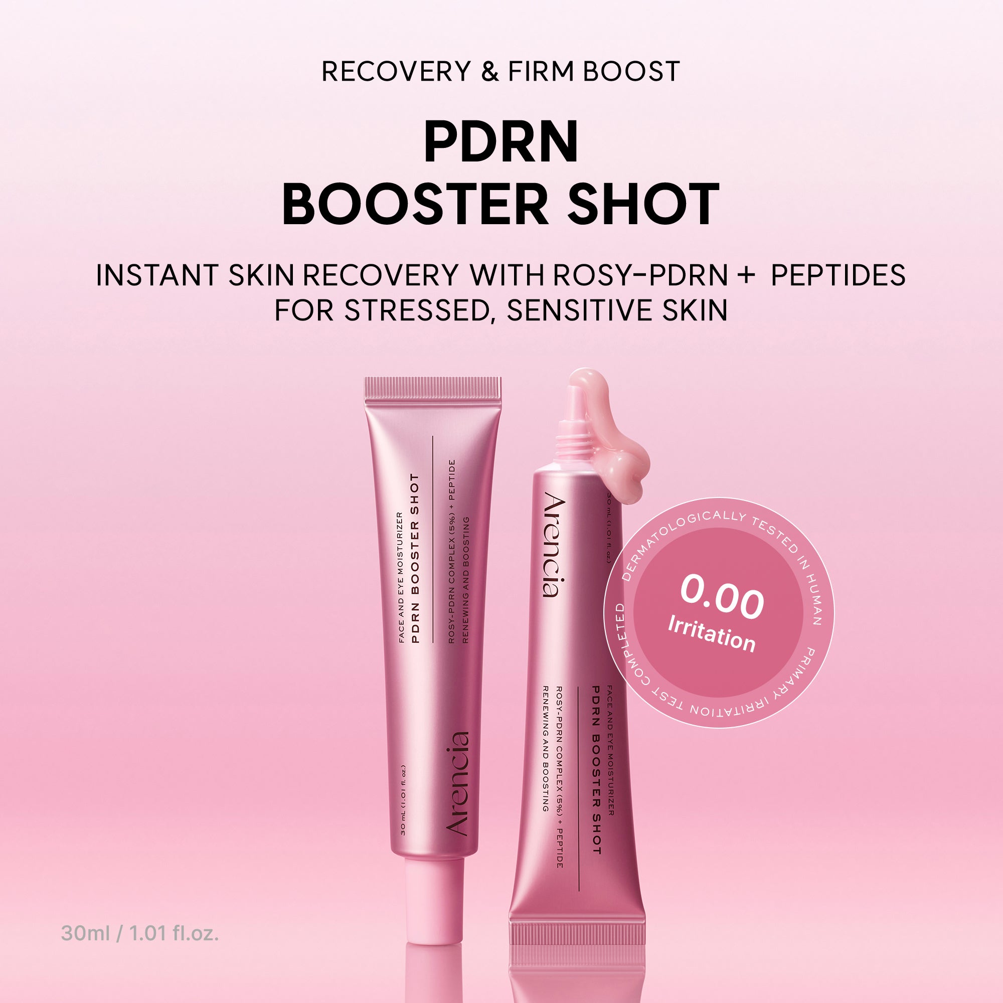 PDRN Booster Shot, Rosy-PDRN & Peptides for Glowy, Healthy Skin - Recommended for Sensitive, Red Skin 1.01 fl oz