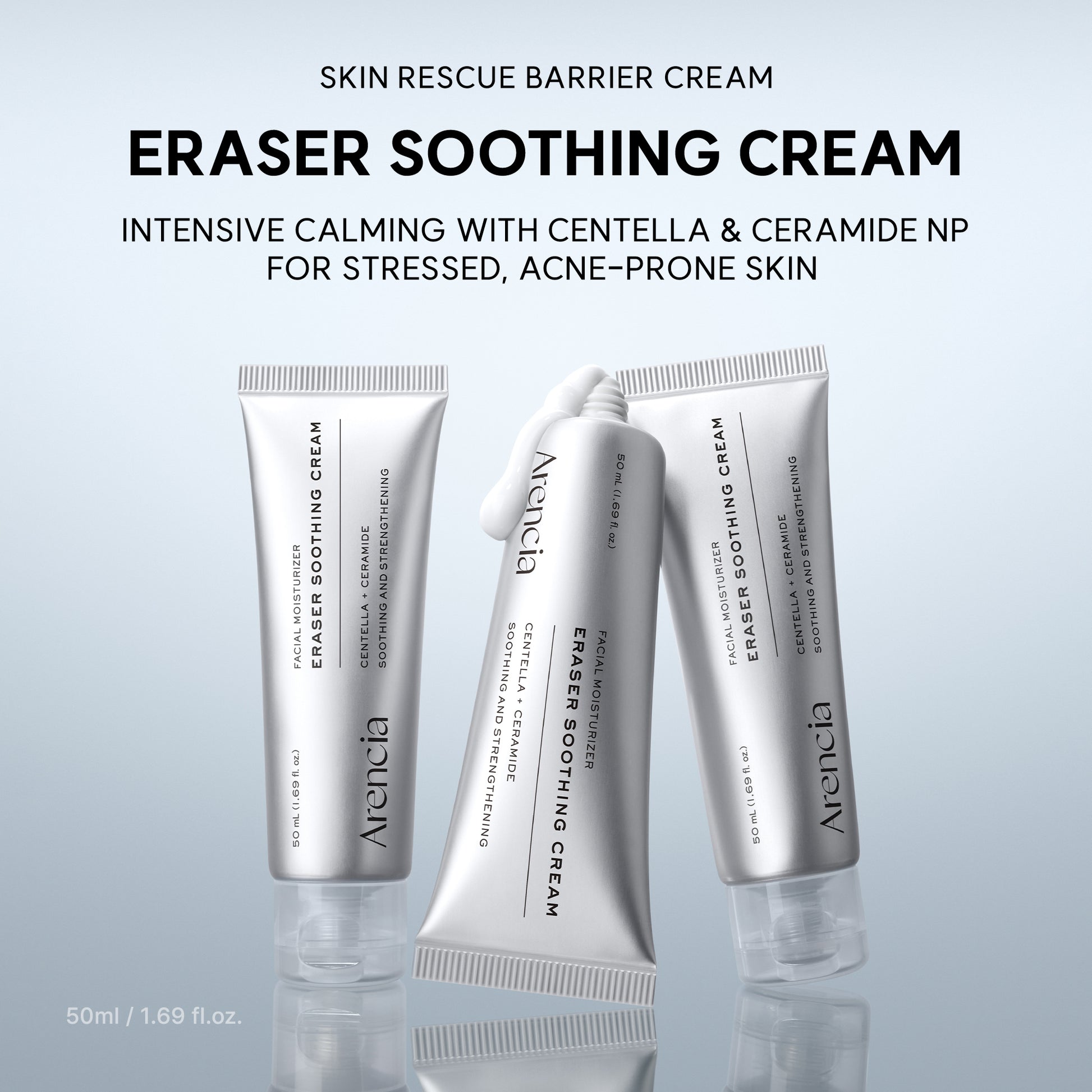Eraser Soothing Cream, Lightweight Barrier Moisturizer with Centella & Ceramide NP for Hydration & Calm-Looking Skin, 1.69 fl. oz.