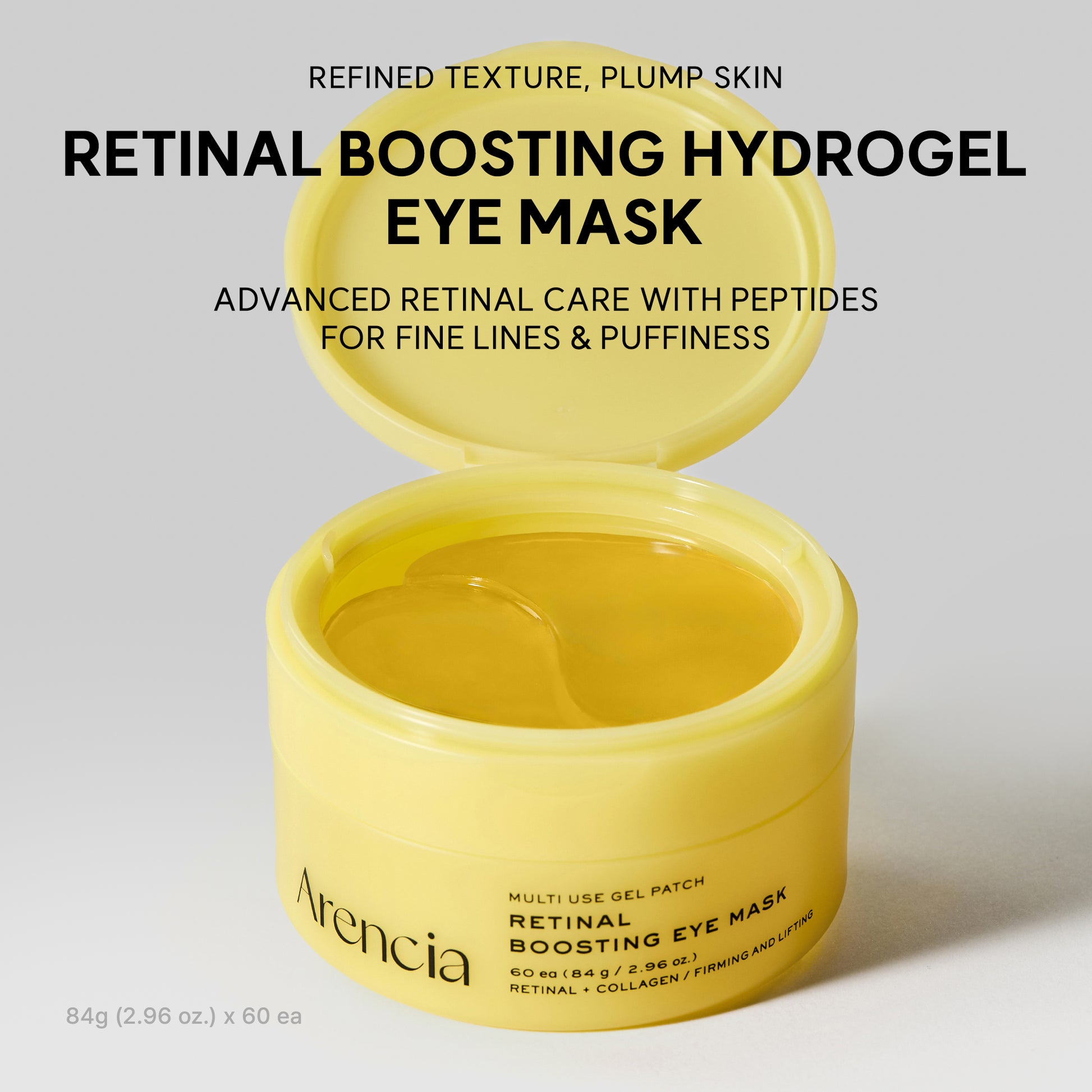 Retinal Boosting Eye Mask Patch – Depuffing Hydrogel Eye Masks with Retinal & Peptides for Under Eye Bags, Fine Lines & Smile Lines | 60 Patches (2.96 oz)