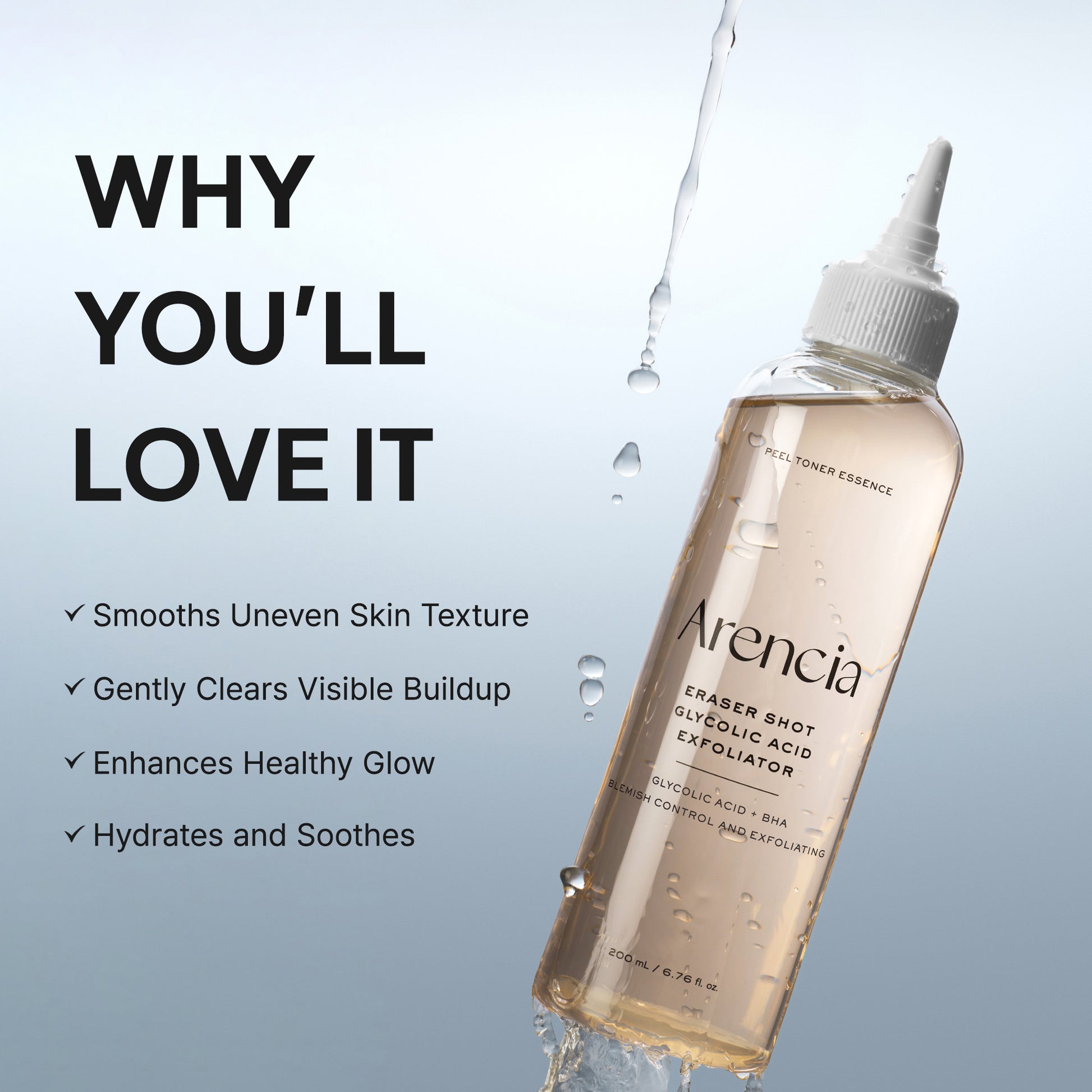 Eraser Shot Glycolic Acid Exfoliator, Clarifying AHA + BHA Toner for Smoother Texture & Clear-Looking Skin, 6.76 fl. oz.