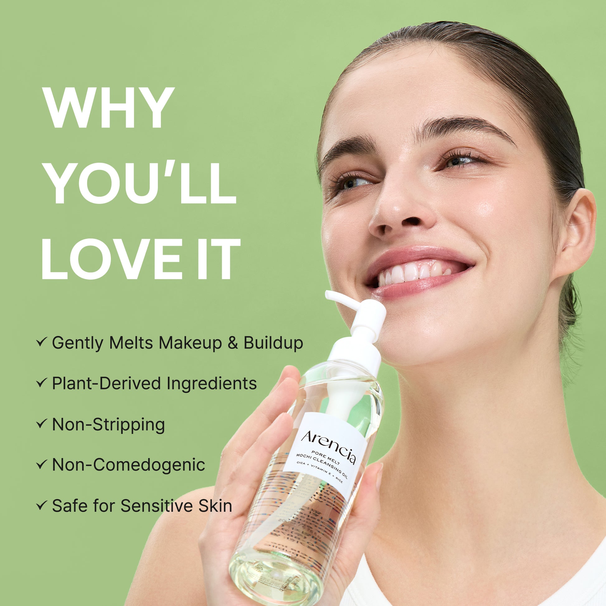 Pore Melt Mochi  Makeup-Removing Cleansing Oil, Non-Comedogenic, Rice Amino Acids HD, Vitamin E, Cica, & Ceramide, 6.76 fl oz