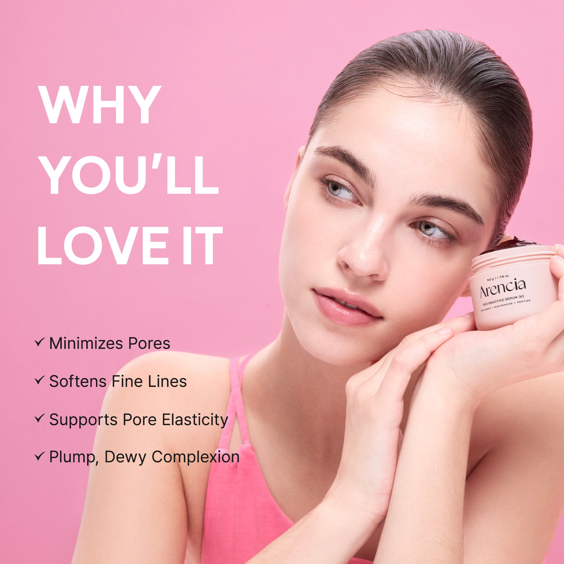 Overnight Red Collagen + Peptide Smoothie Serum, Glowing & Soothing with 30% red collagen, Niacinamide, Peptide, Vitamin E