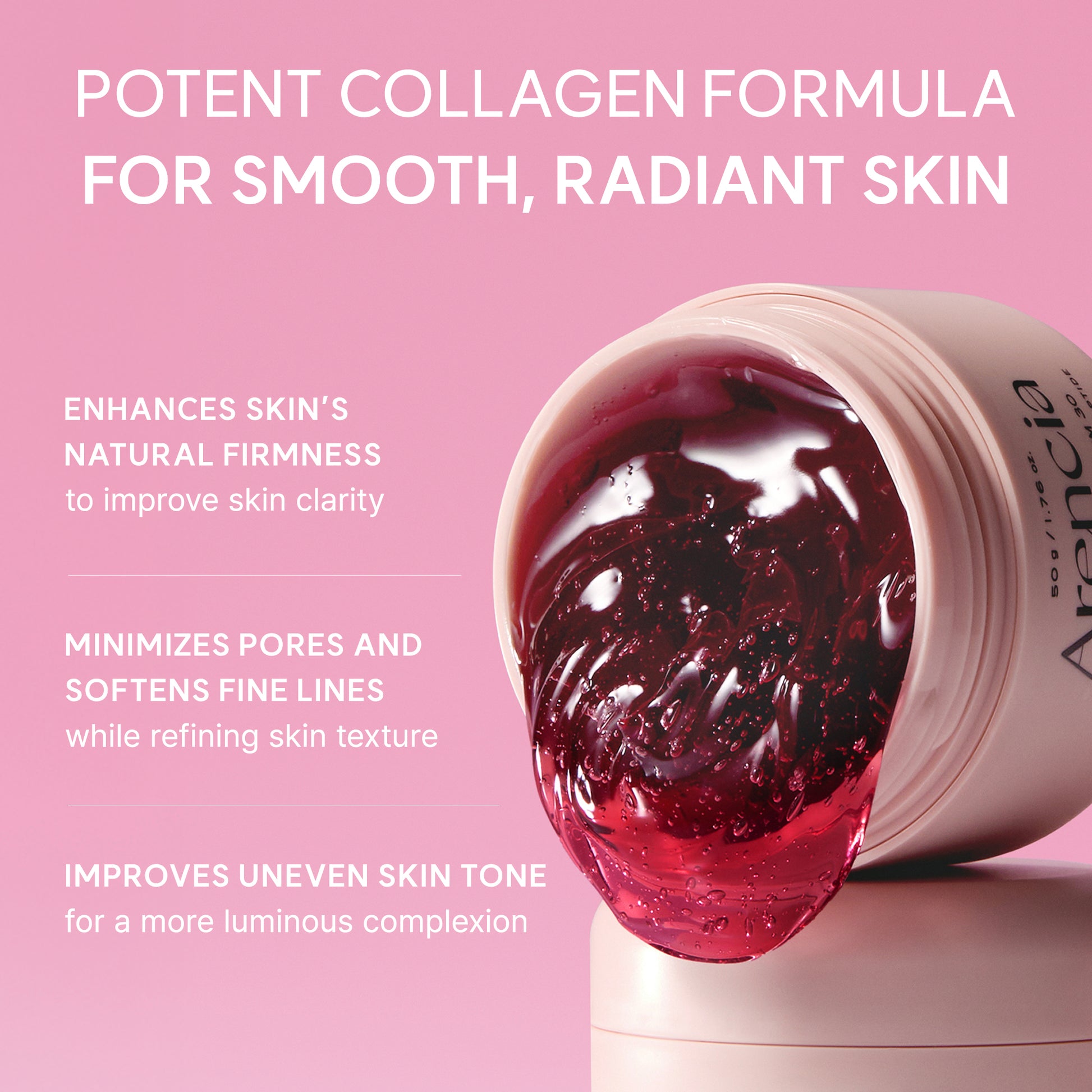 Overnight Red Collagen + Peptide Smoothie Serum, Glowing & Soothing with 30% red collagen, Niacinamide, Peptide, Vitamin E