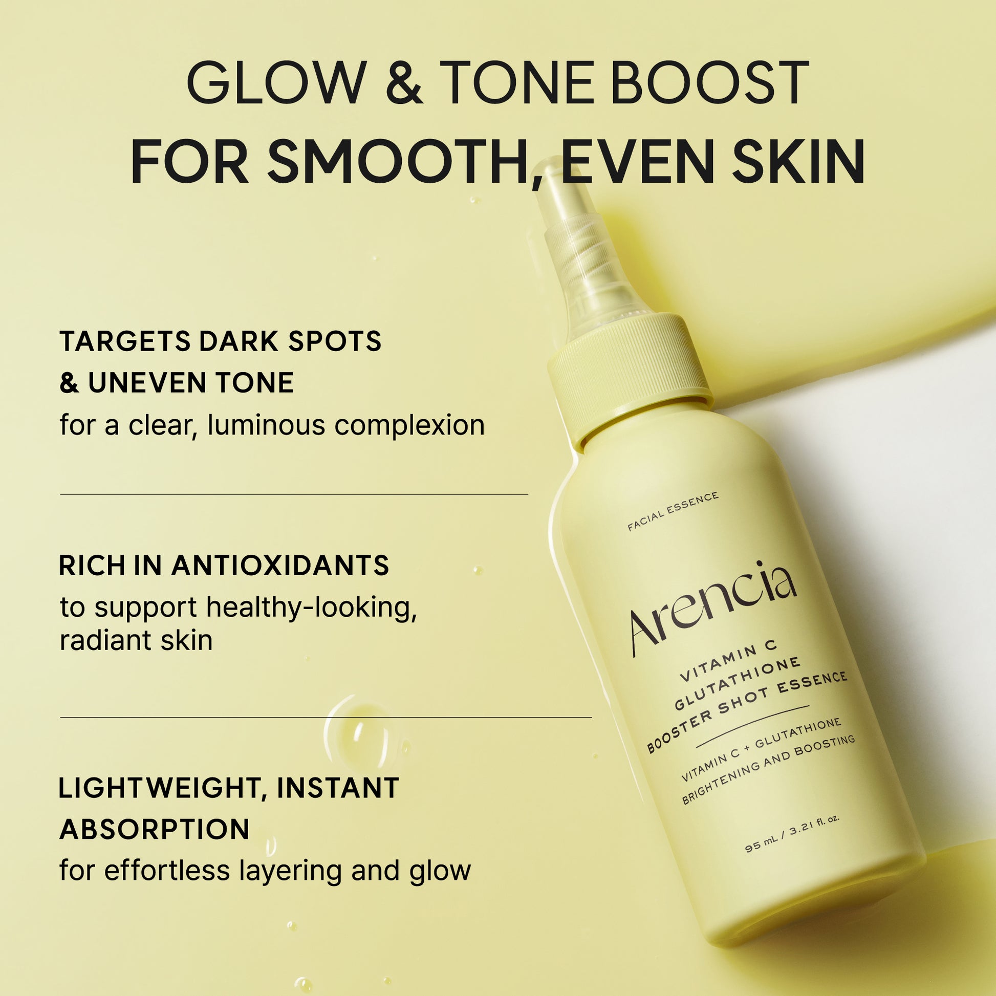 Vitamin C Glutathione Booster Shot Essence, Lightweight Brightening & Arencia Vitamin C Glutathione Booster Shot Essence, Lightweight Brightening & Arencia