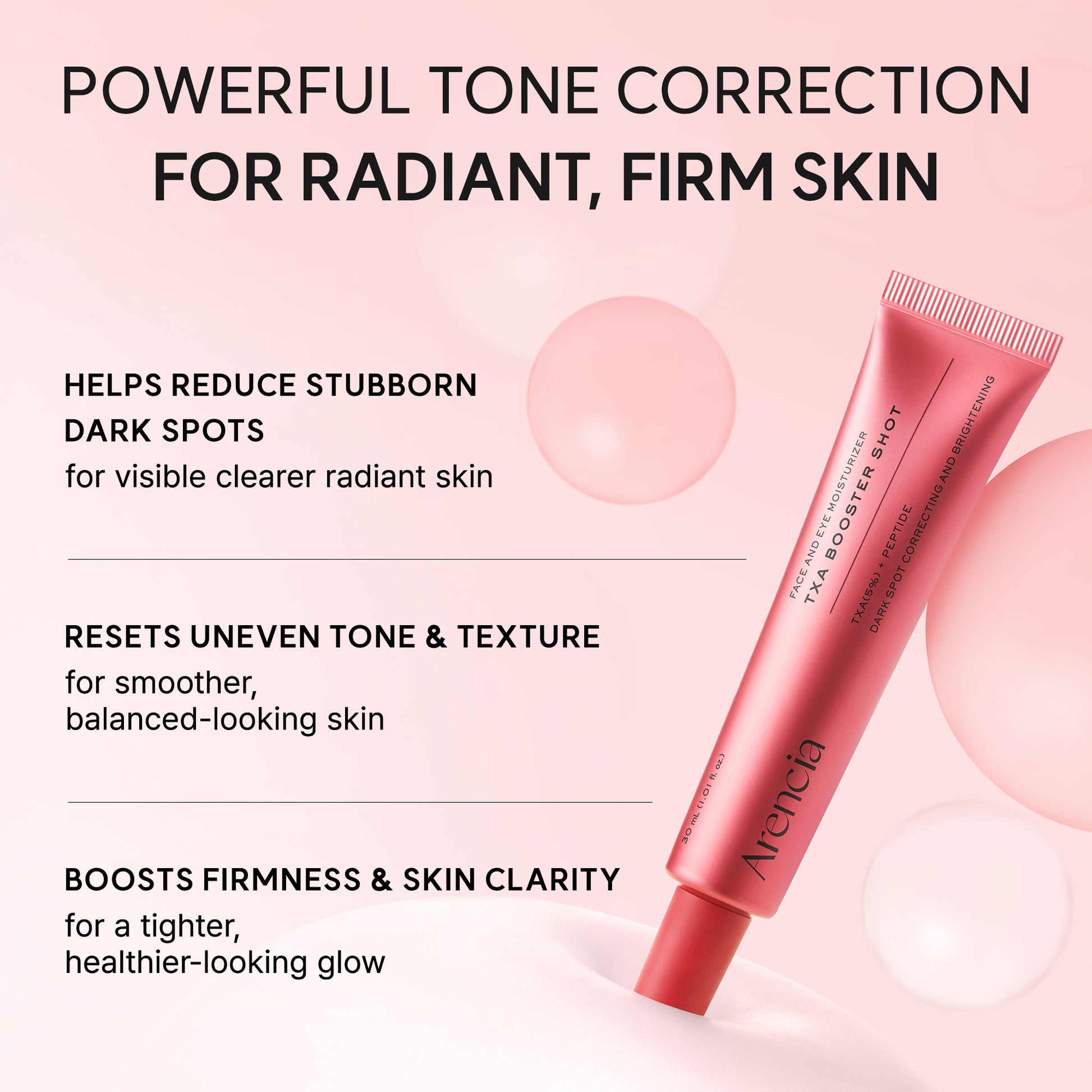 TXA Booster Shot, Intensive Dark Spot Correcting Serum with 5% TXA, Niacinamide & 10 Peptides for Visible Tone Correction & Radiant-Looking Skin, 1.01 fl. oz.