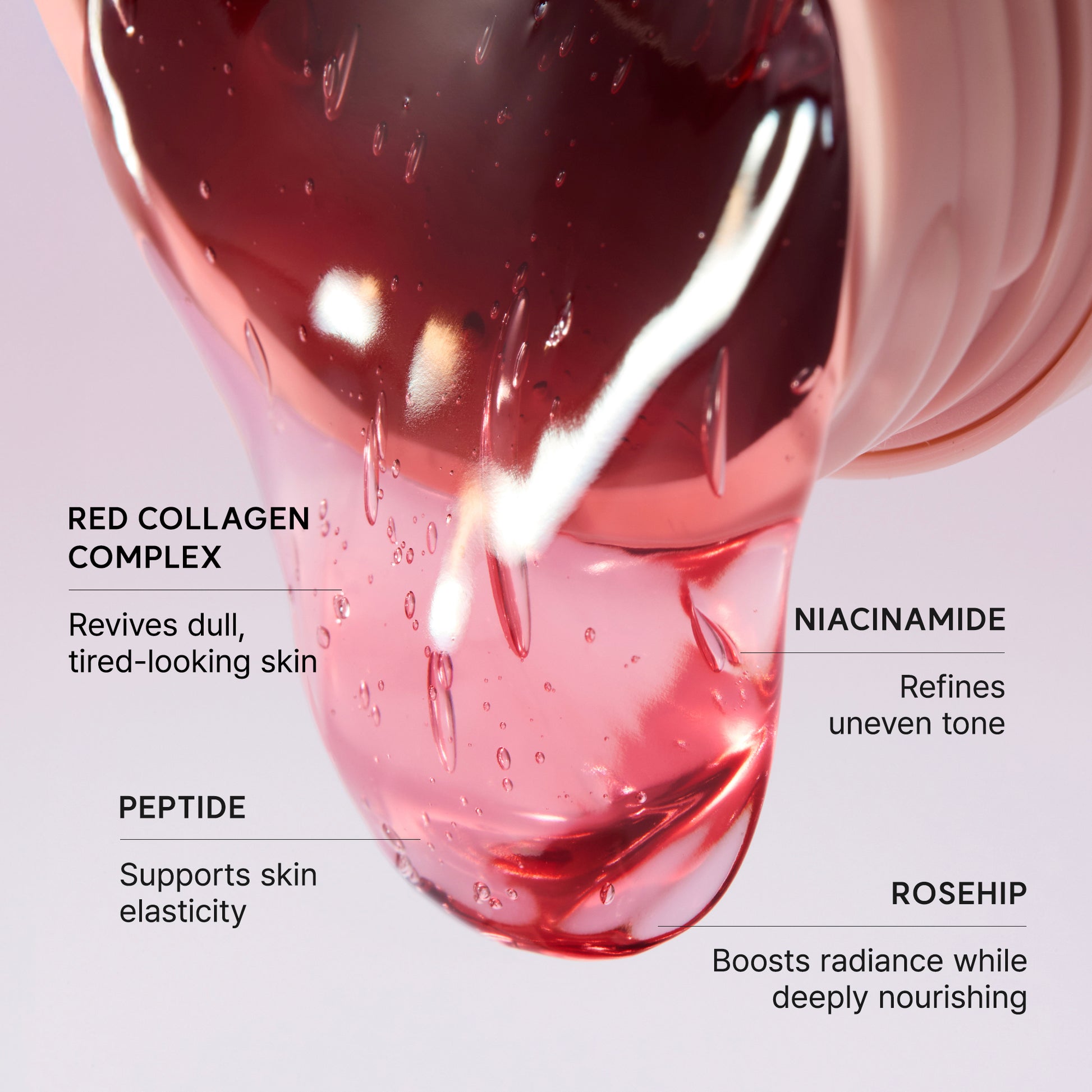 Overnight Red Collagen + Peptide Smoothie Serum, Glowing & Soothing with 30% red collagen, Niacinamide, Peptide, Vitamin E
