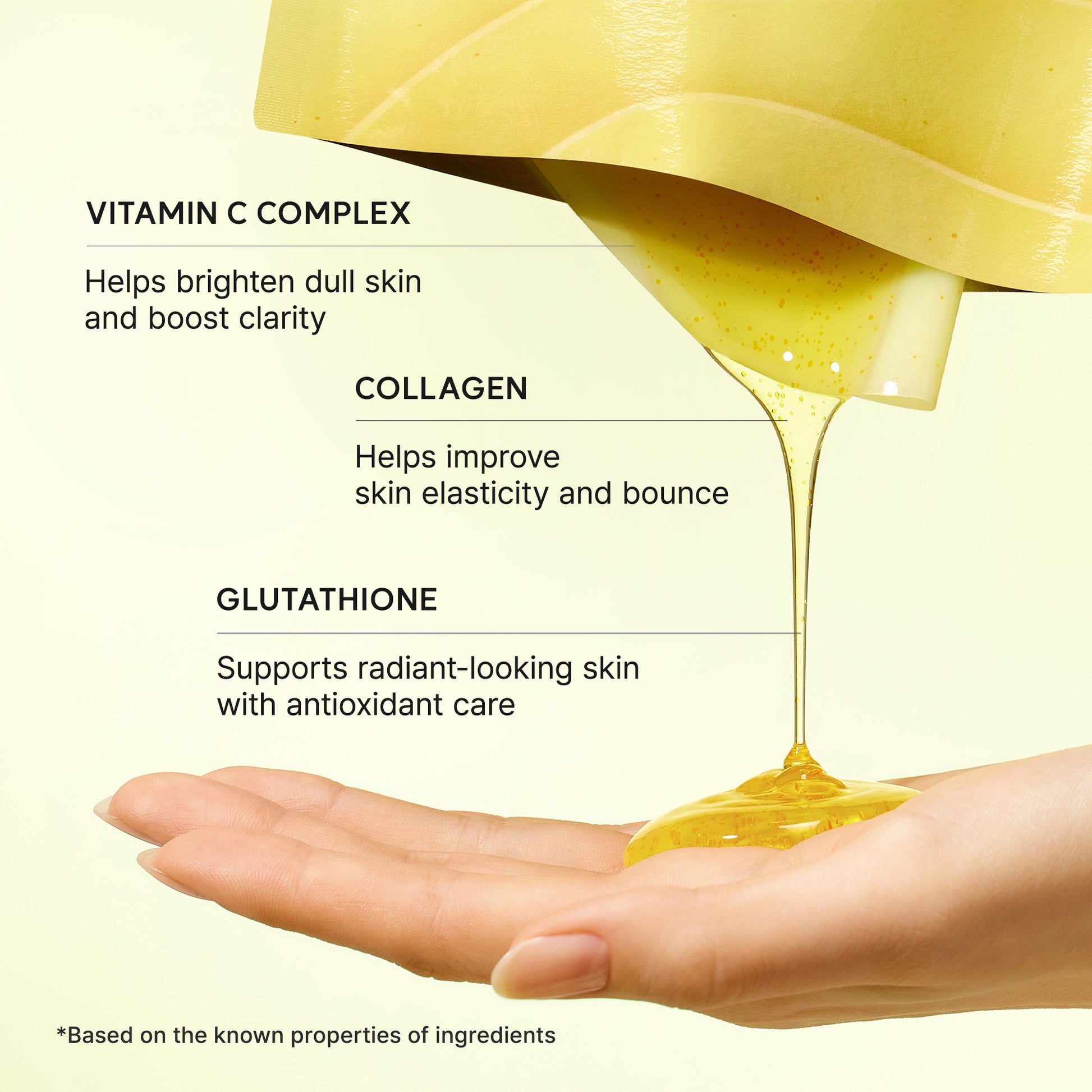 Vita Collagen Radiance Jello Mask, Cooling Gel Mask for Instant Glow & Hydration with Vitamin C Complex, Glutathione & Collagen, 4 Sheets