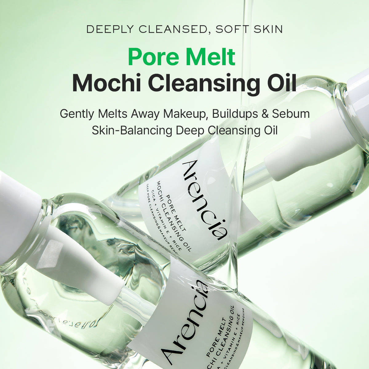 Pore Melt Mochi  Makeup-Removing Cleansing Oil, Non-Comedogenic, Acne-Safe, Rice Amino Acids HD, Vitamin E, Cica, & Ceramide, 6.76 fl oz