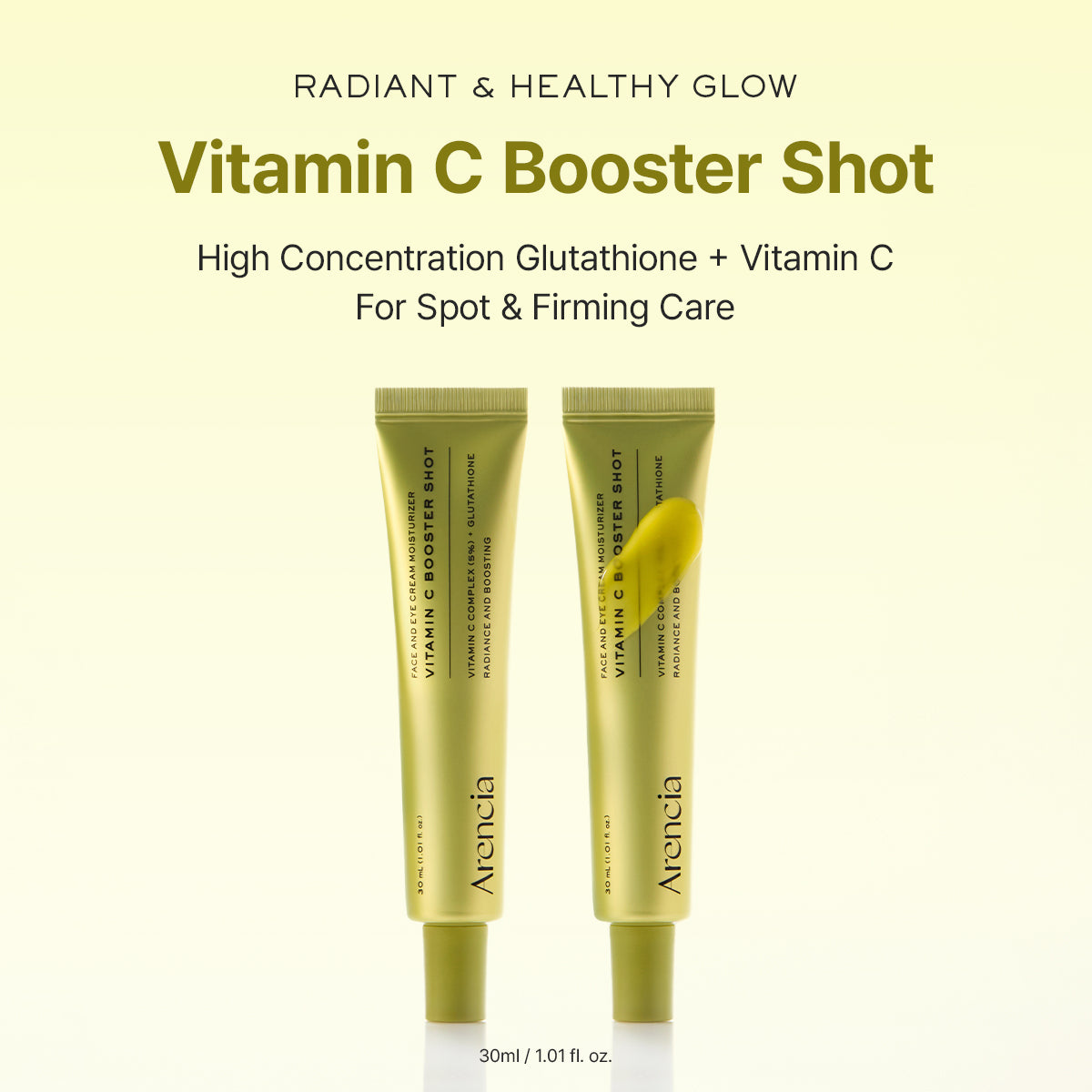Vitamin C Booster Shot, Pure Vitamin C, Derivatives, Glutathione for Bright, Healthy Skin Glow, 1.01 fl oz