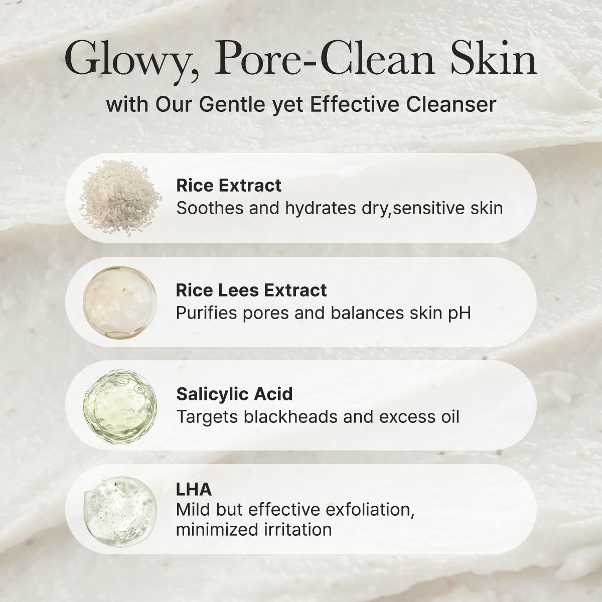 Rice + LHA Pore Control Rice Cake Cleanser, 5.29oz / 150g