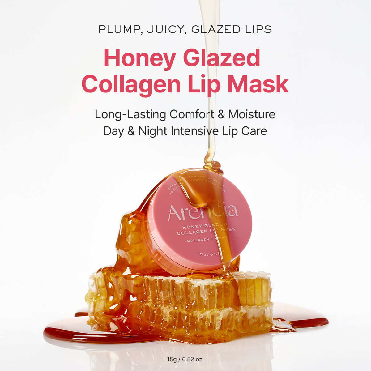 Honey Glazed Collagen Lip Mask, Plump, Juicy Lips with Lasting Hydration, 0.52oz