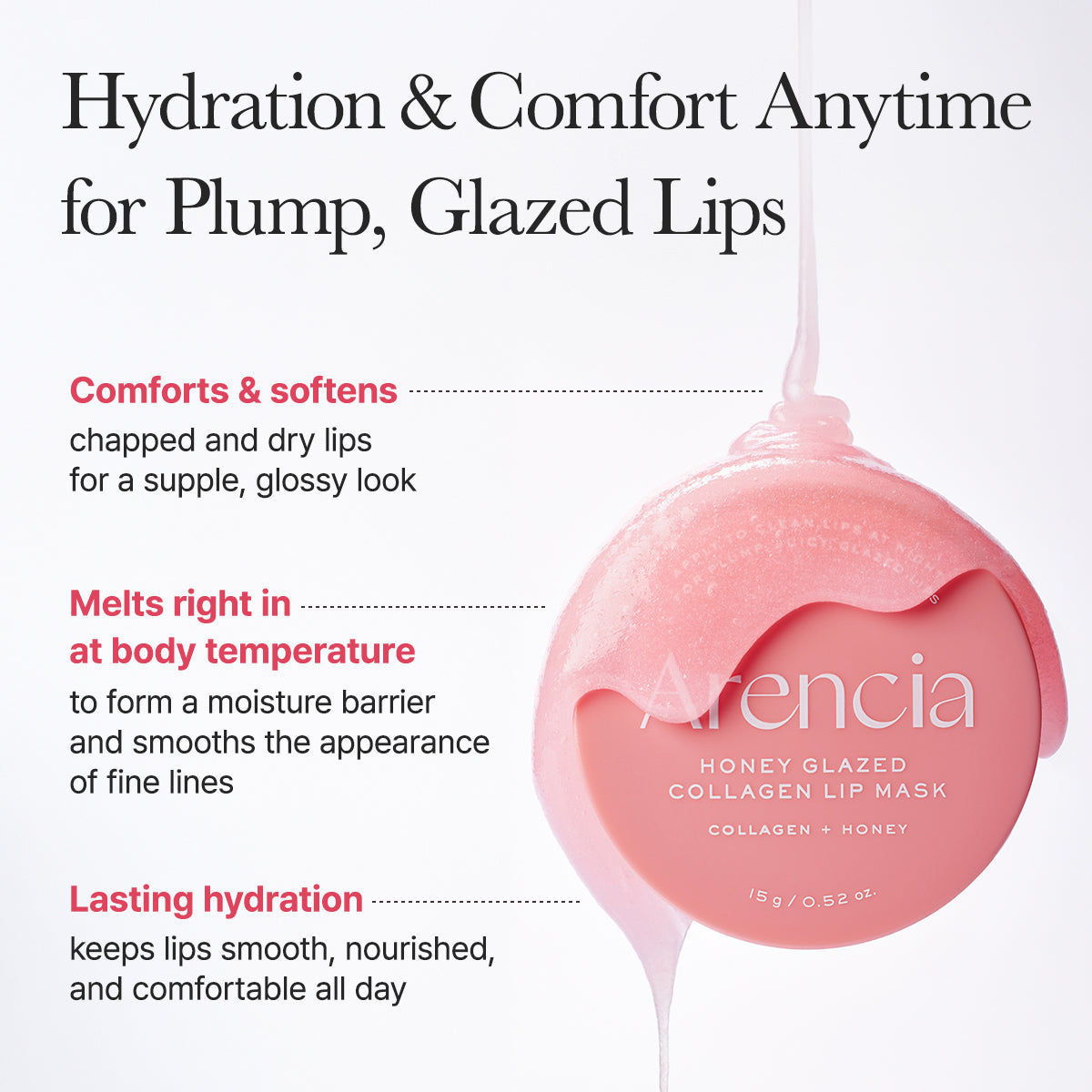 Honey Glazed Collagen Lip Mask, Plump, Juicy Lips with Lasting Hydration, 0.52oz