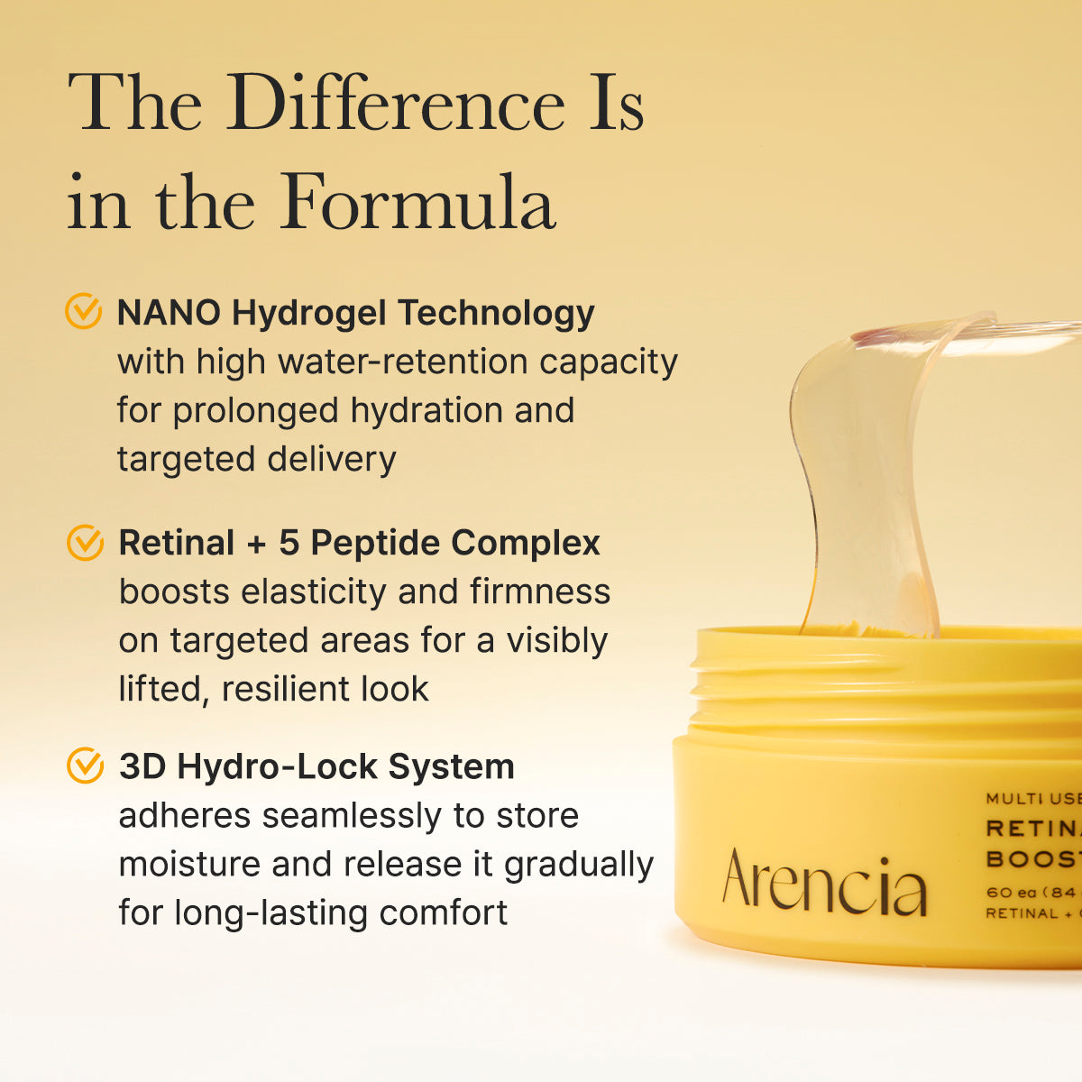 Retinal Boosting Eye Mask Patch – Depuffing Hydrogel Eye Masks with Retinal & Peptides for Under Eye Bags, Fine Lines & Smile Lines | 60 Patches (2.96 oz)