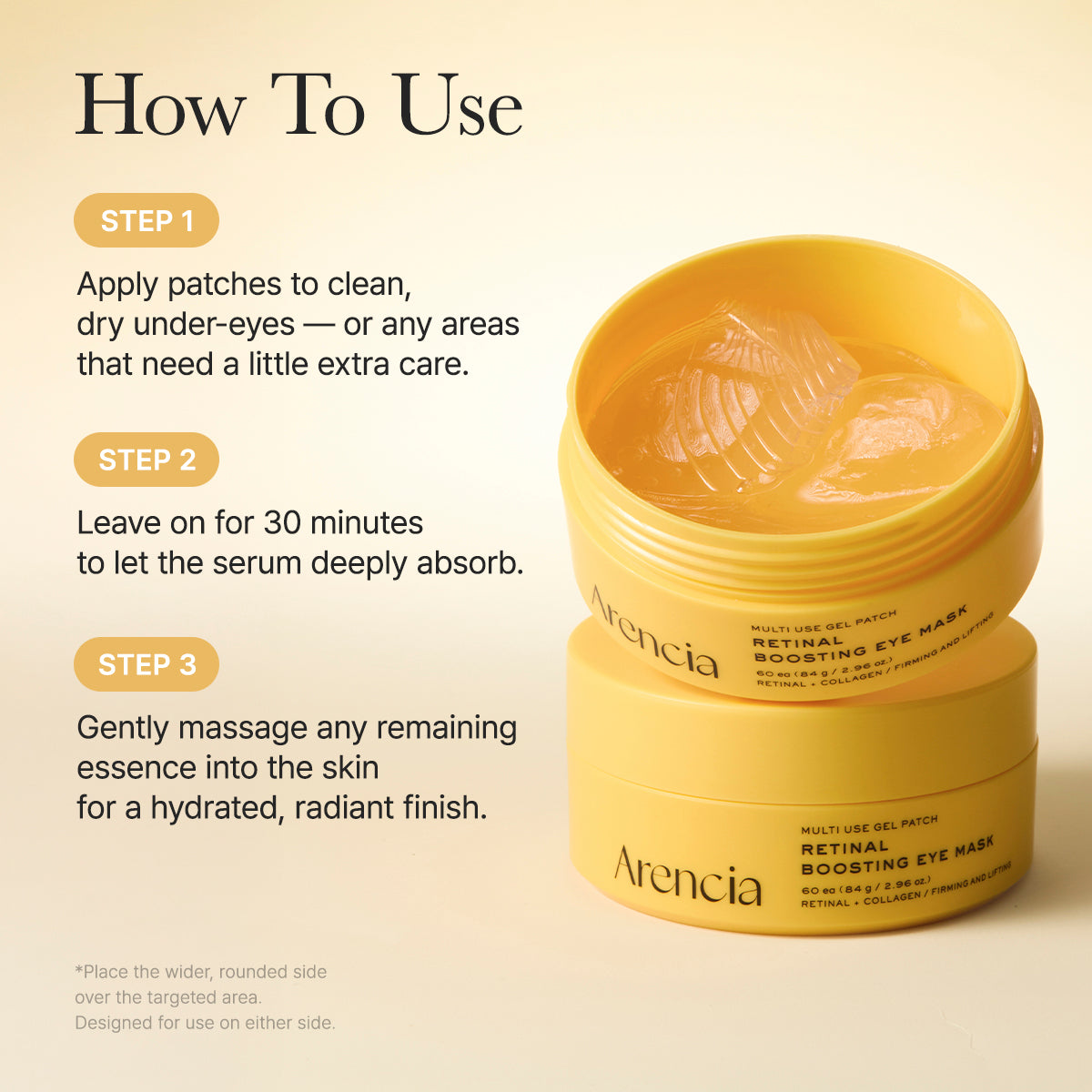 Retinal Boosting Eye Mask Patch – Depuffing Hydrogel Eye Masks with Retinal & Peptides for Under Eye Bags, Fine Lines & Smile Lines | 60 Patches (2.96 oz)