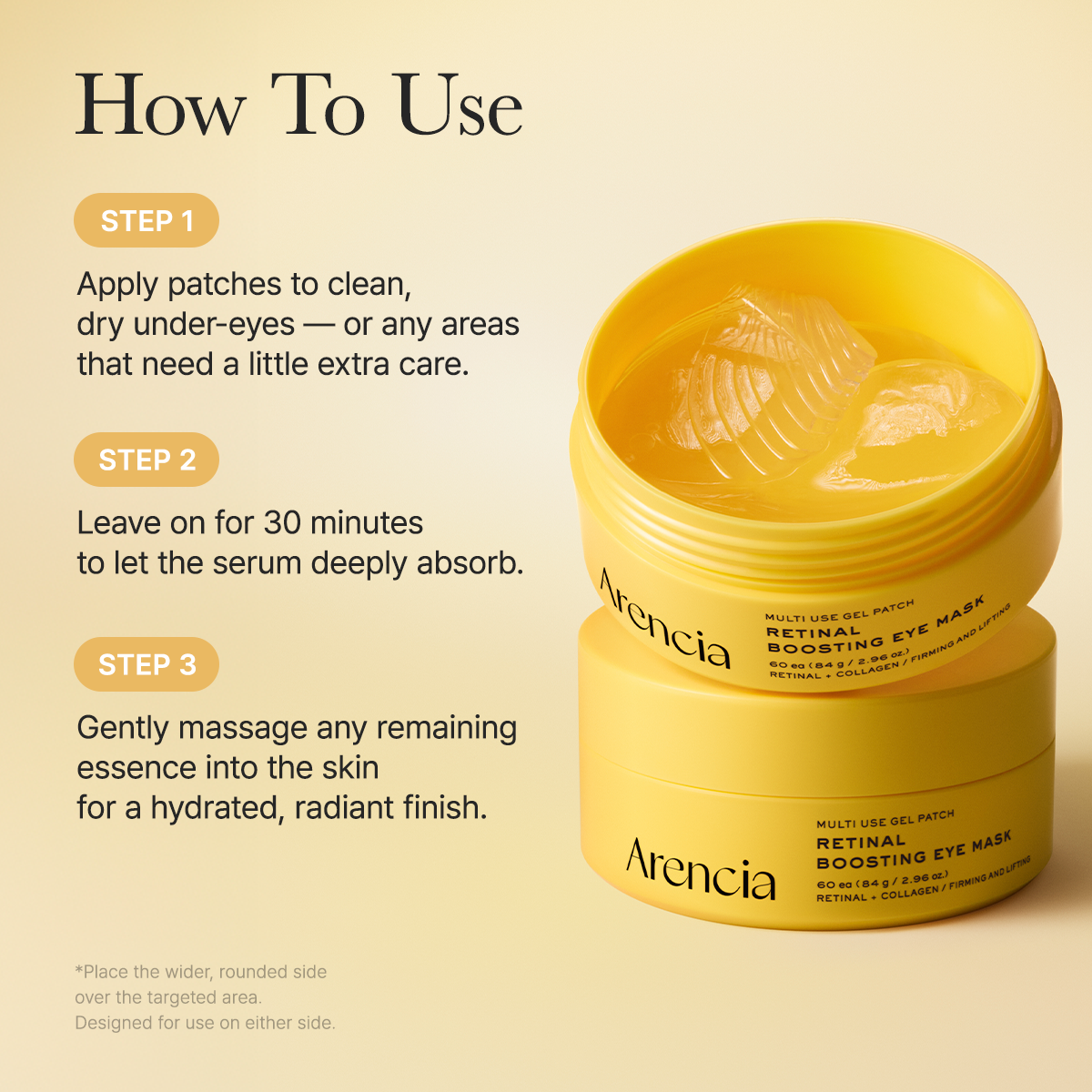 Retinal Boosting Eye Mask Patch – Depuffing Hydrogel Eye Masks with Retinal & Peptides for Under Eye Bags, Fine Lines & Smile Lines | 60 Patches (2.96 oz)