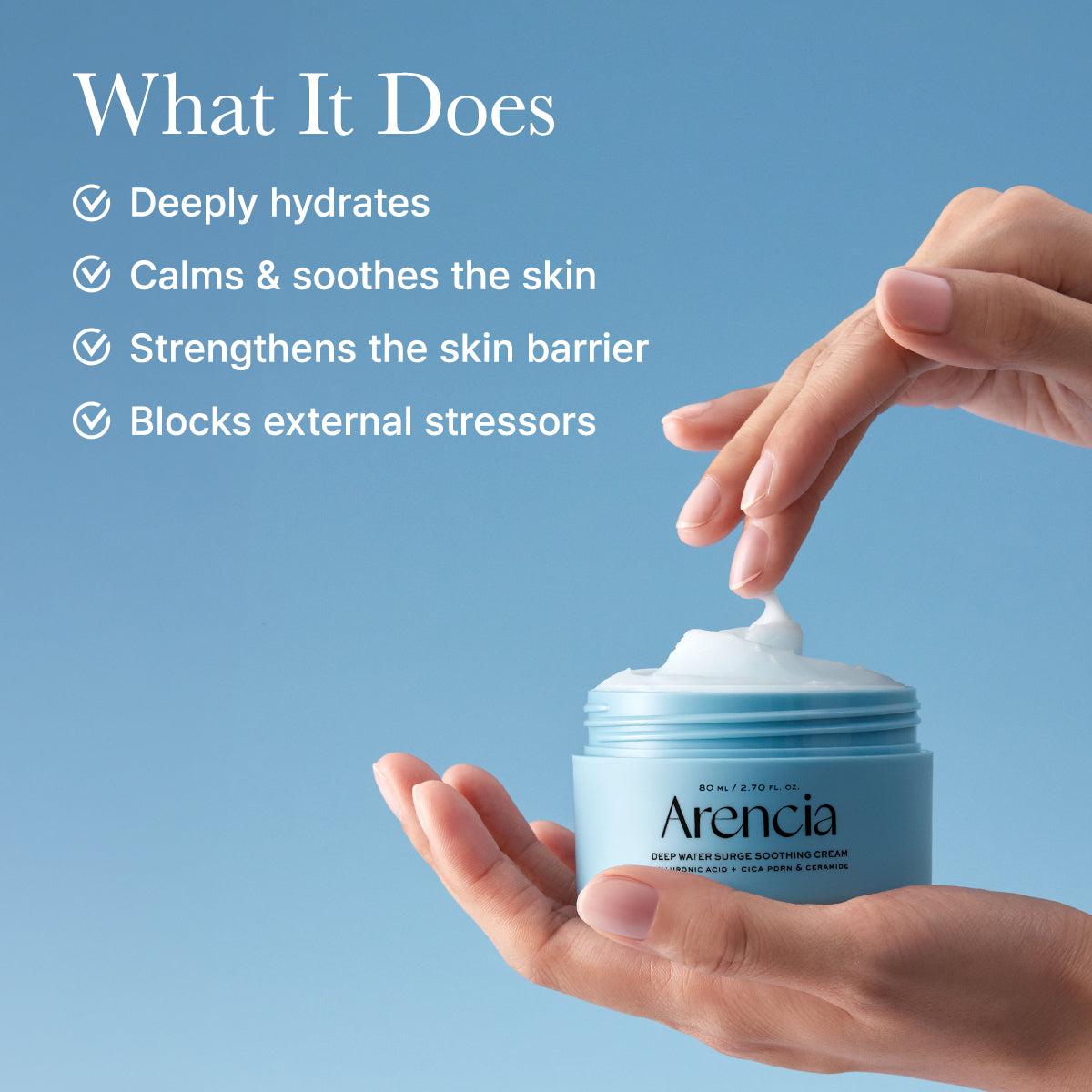 Arencia Deep Water Surge Soothing Cream, Hyaluronic Acid + Cica PDRN & Ceramide, 2.70 fl oz