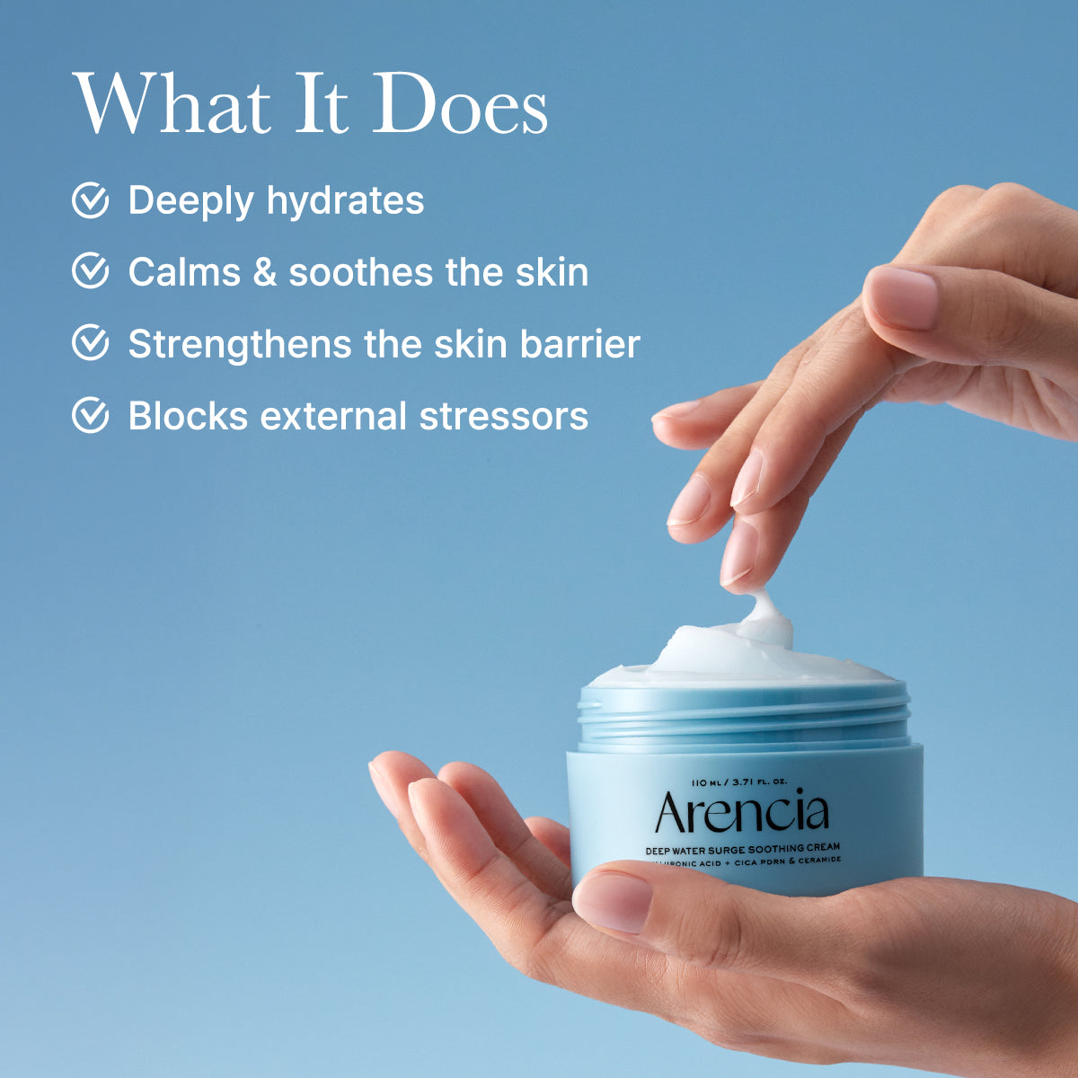 Arencia Deep Water Surge Soothing Cream, Hyaluronic Acid + Cica PDRN & Ceramide, 3.71 fl oz
