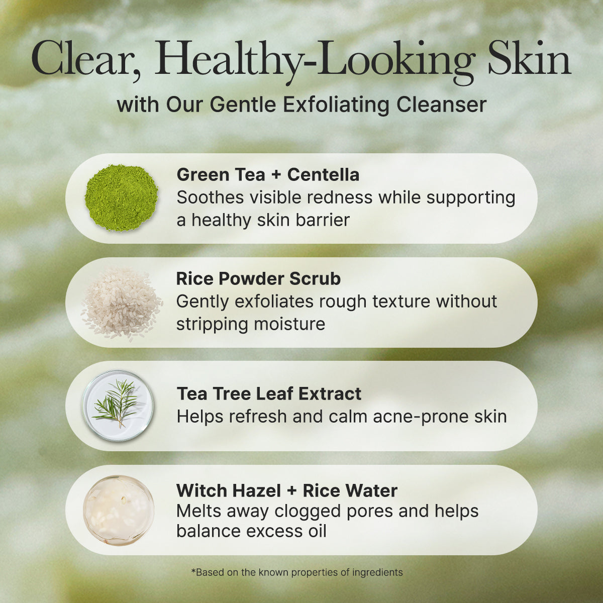 Arencia Fresh Green Mochi Cleanser, Gentle Daily Cleanser for Acne-Prone Skin, 1.76oz / 4.23oz