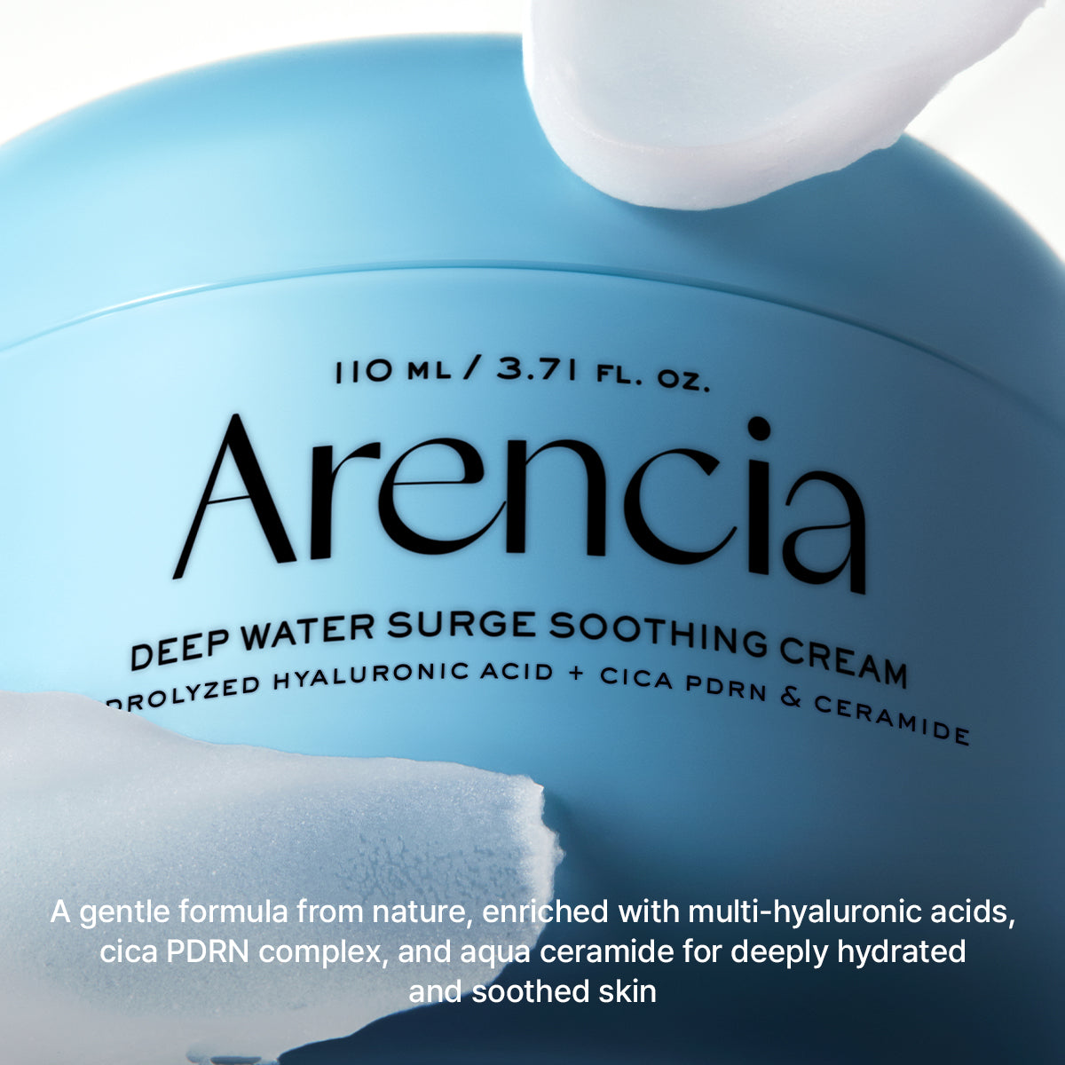 Arencia Deep Water Surge Soothing Cream, Hyaluronic Acid + Cica PDRN & Ceramide, 3.71 fl oz