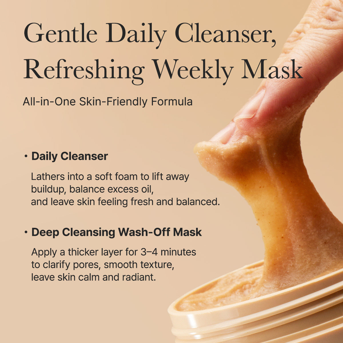 Arencia Calendula Rice Mochi Cleanser, Gentle Exfoliating Foam Wash for Sensitive, Dry, Rough Skin, 4.23oz / 120g