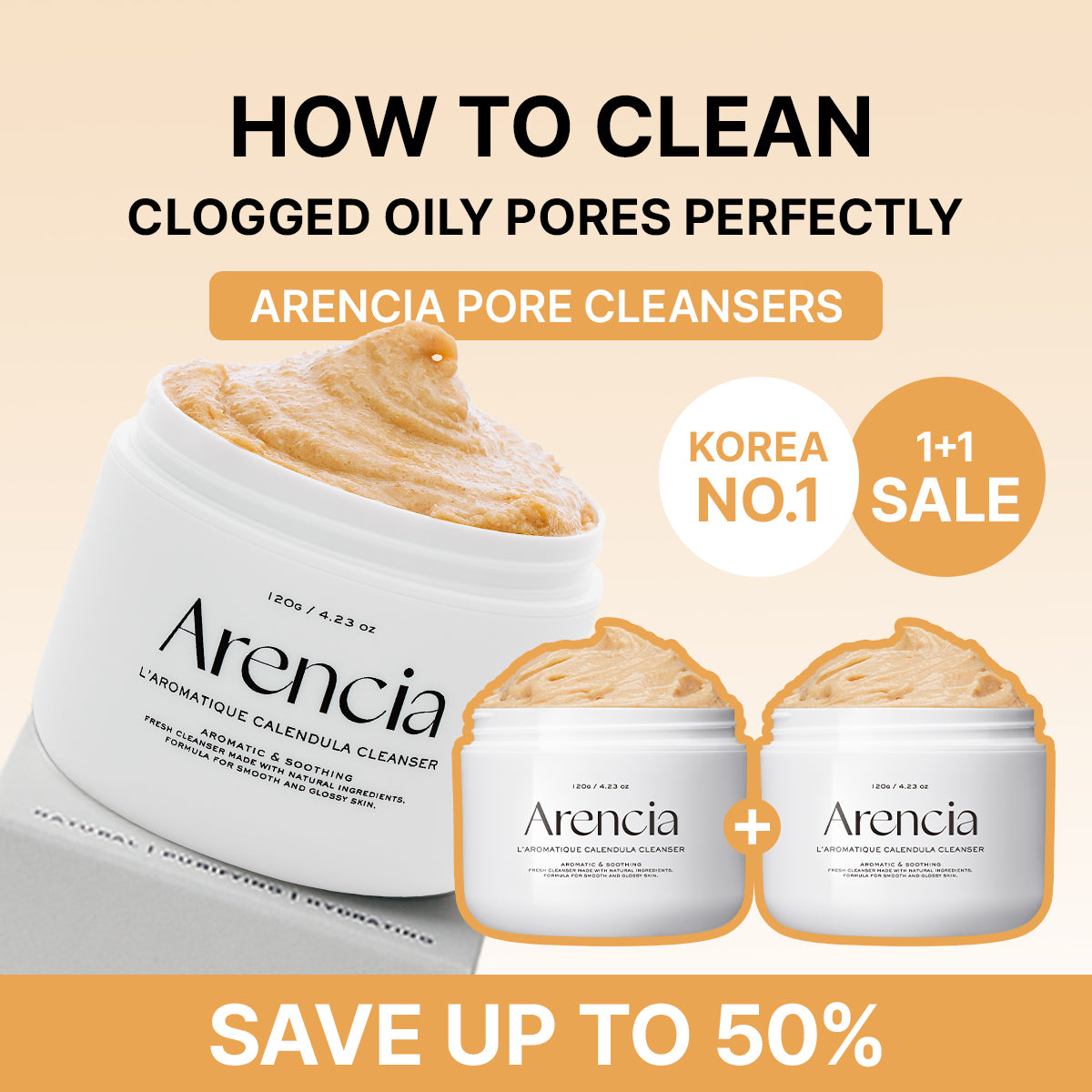 [1+1] Calendula Rice Mochi Cleanser 120g