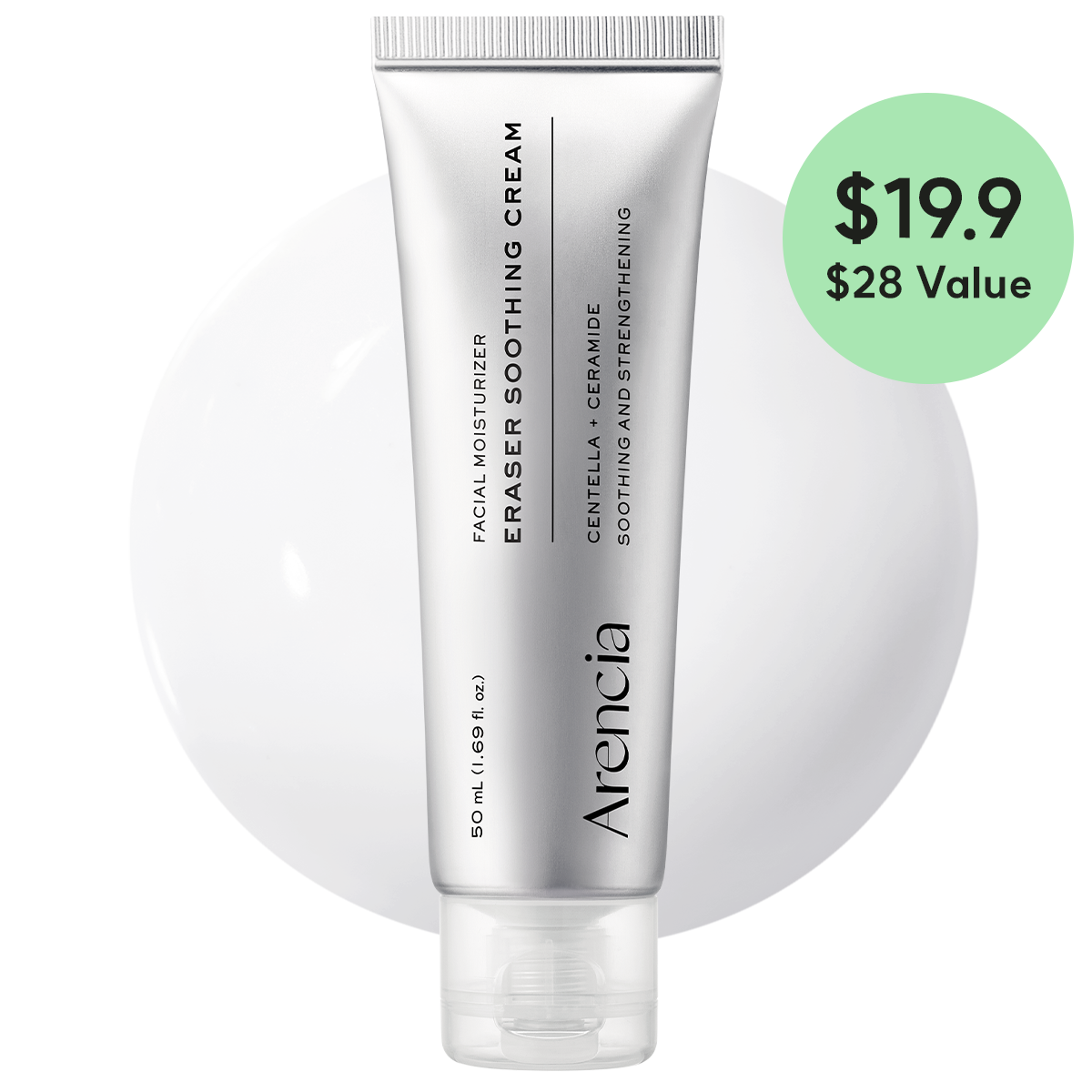 Eraser Soothing Cream, Lightweight Barrier Moisturizer with Centella & Ceramide NP for Hydration & Calm-Looking Skin, 1.69 fl. oz.