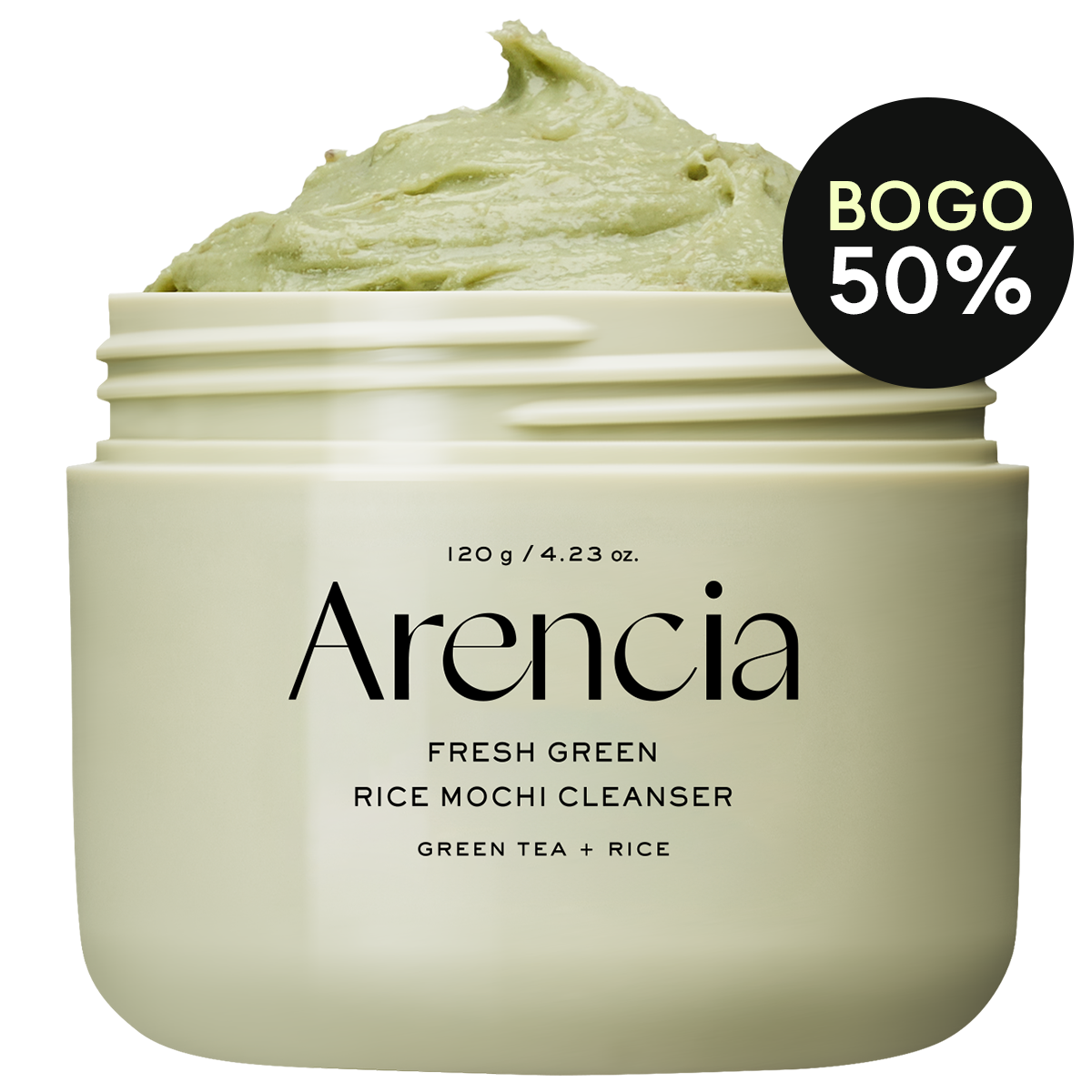 Arencia Fresh Green Rice Mochi Cleanser, Gentle Daily Cleanser for Congestion-Prone Skin, 1.76oz / 4.23oz
