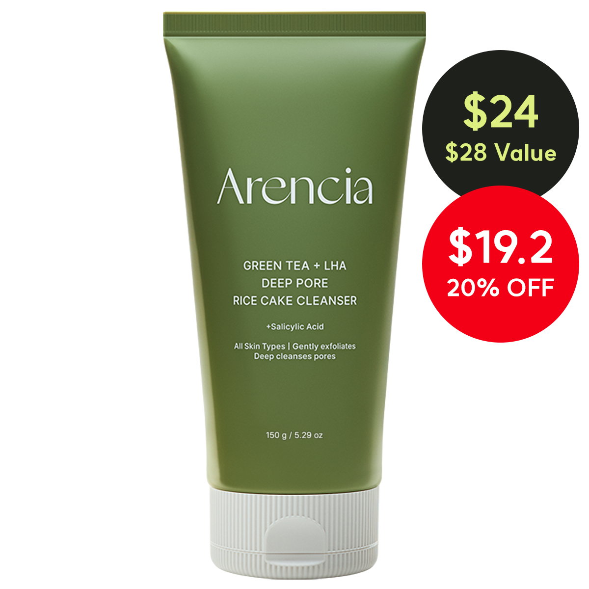 Green Tea + LHA Deep Pore Rice Cake Cleanser