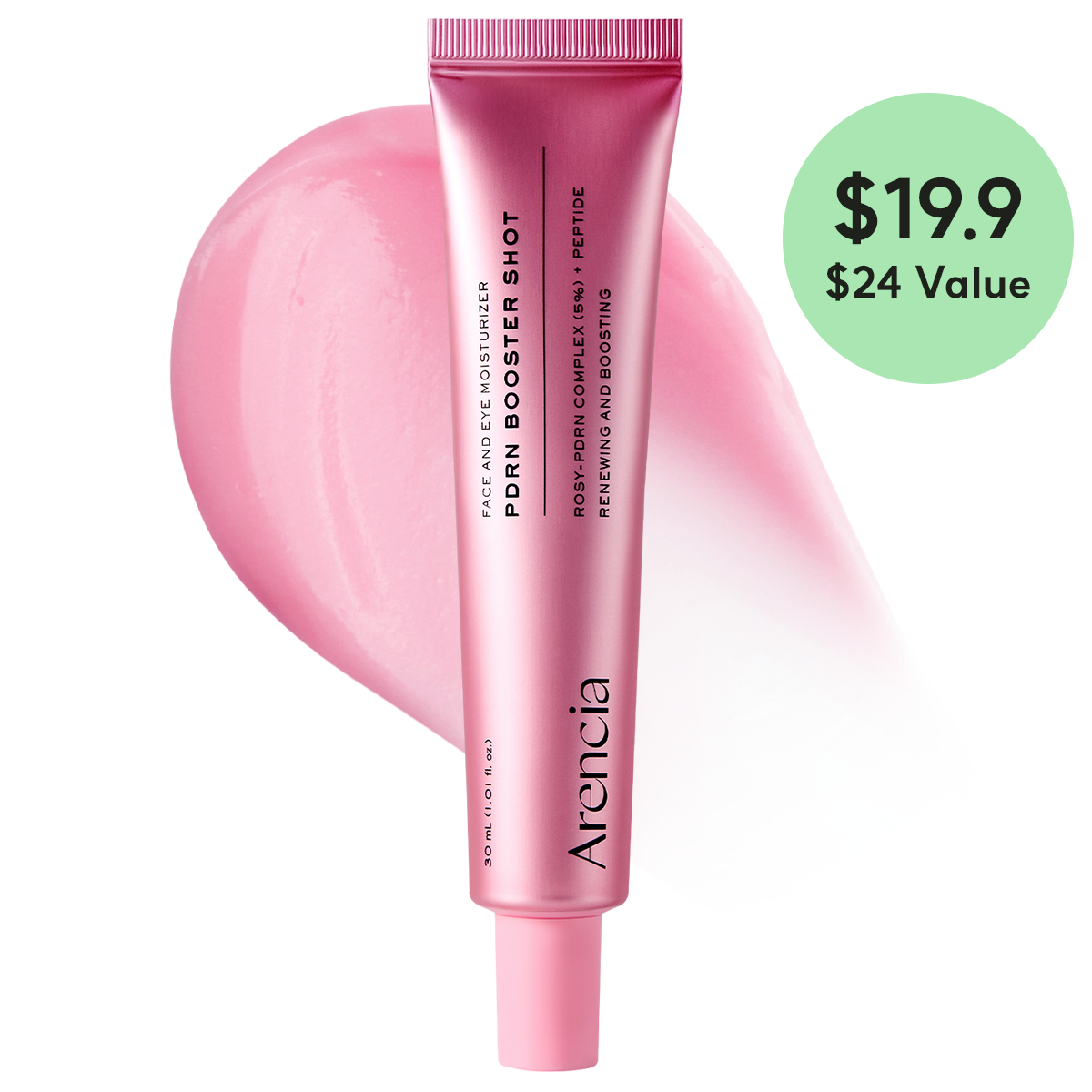 PDRN Booster Shot, Rosy-PDRN & Peptides for Glowy, Healthy Skin - Recommended for Sensitive, Red Skin 1.01 fl oz
