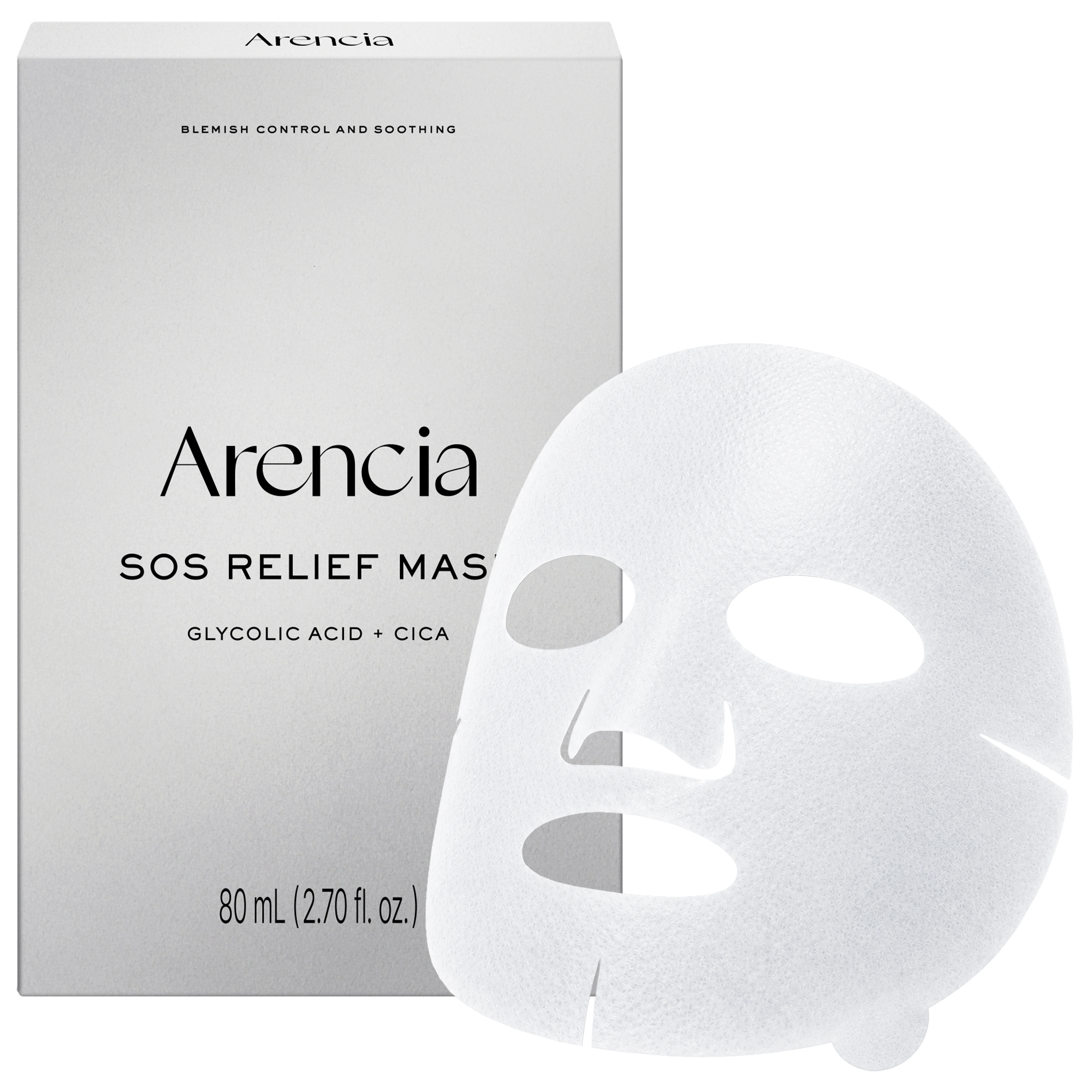 SOS Relief Mask, Pore Reset Sheet Mask for Clogged & Acne-Prone Skin with Glycolic Acid, BHA, PHA, Centella & Ceramide, 4 Sheets