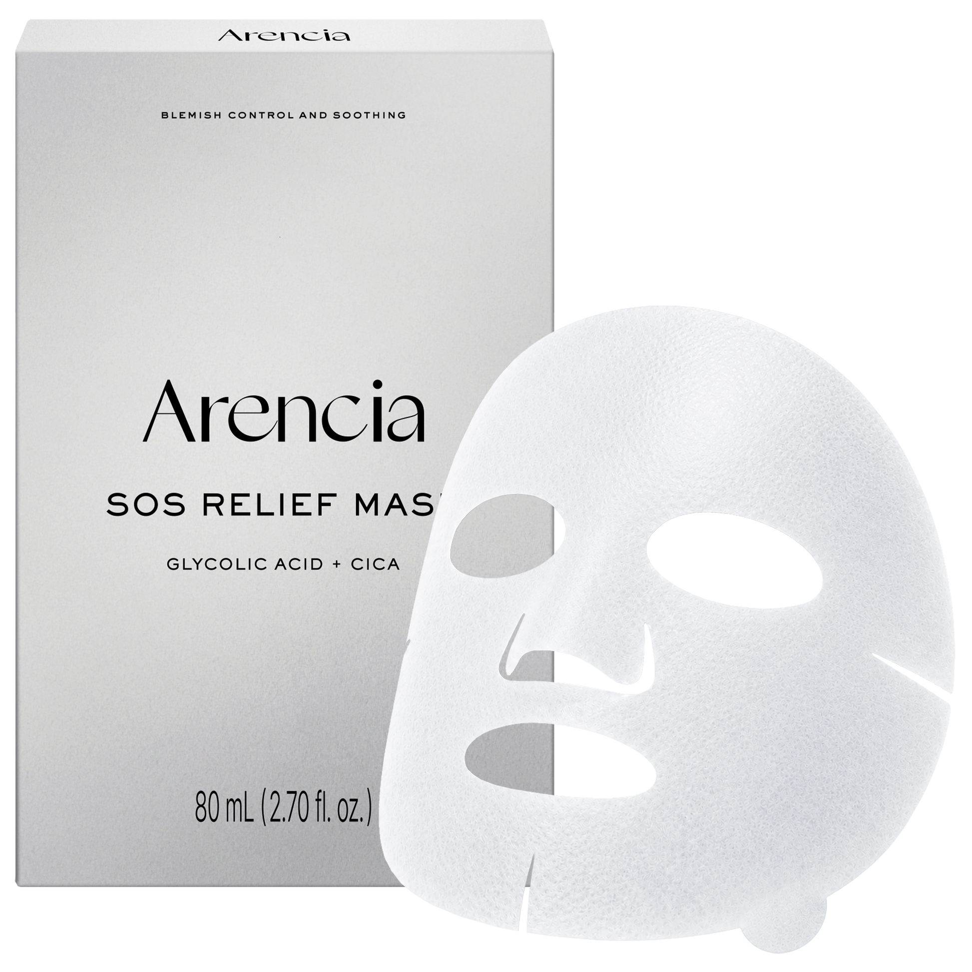 SOS Relief Mask, Pore Reset Sheet Mask for Clogged & Acne-Prone Skin with Glycolic Acid, BHA, PHA, Centella & Ceramide, 4 Sheets