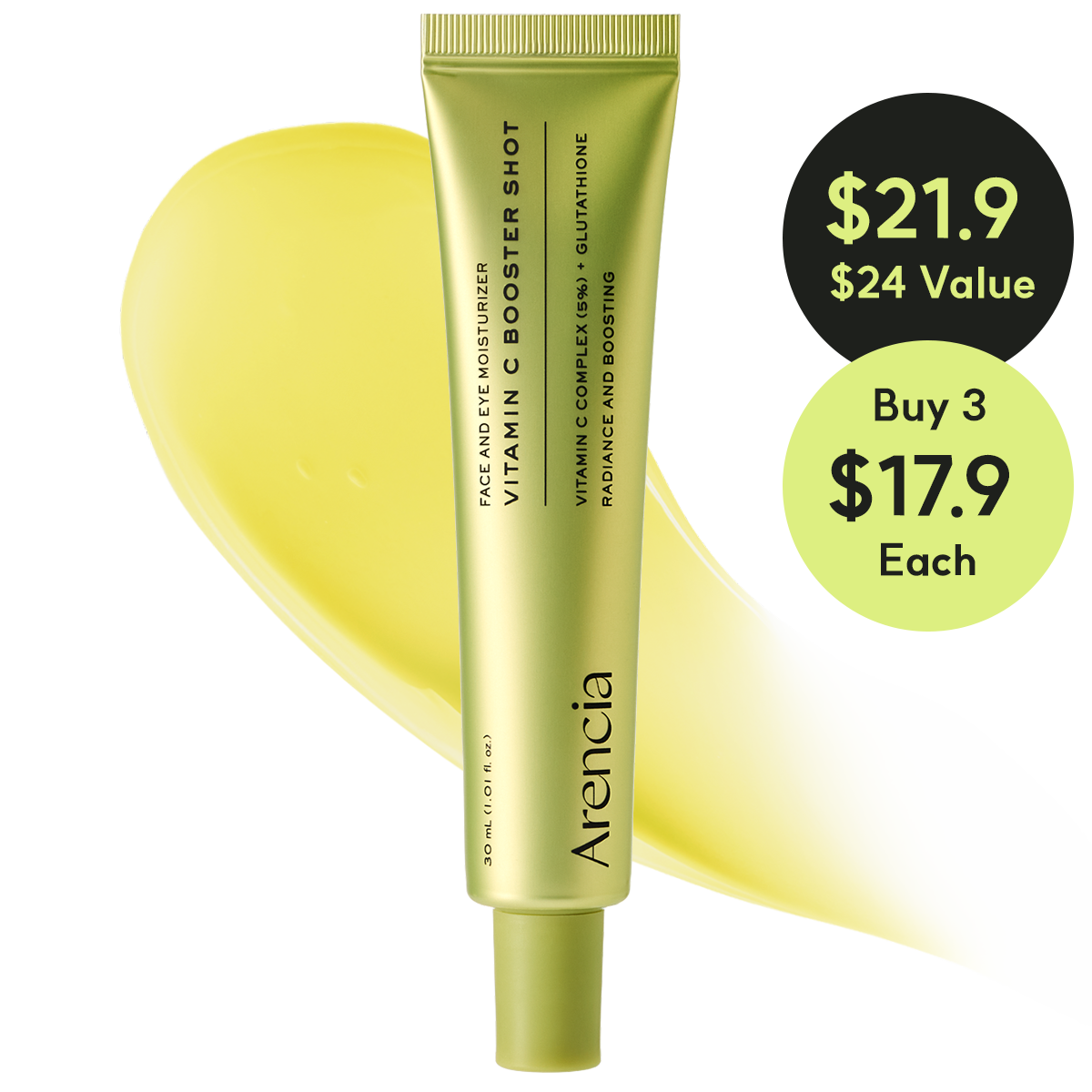 Vitamin C Booster Shot, Pure Vitamin C + Glutathione for Bright, Healthy Skin Glow, 1.01 fl oz
