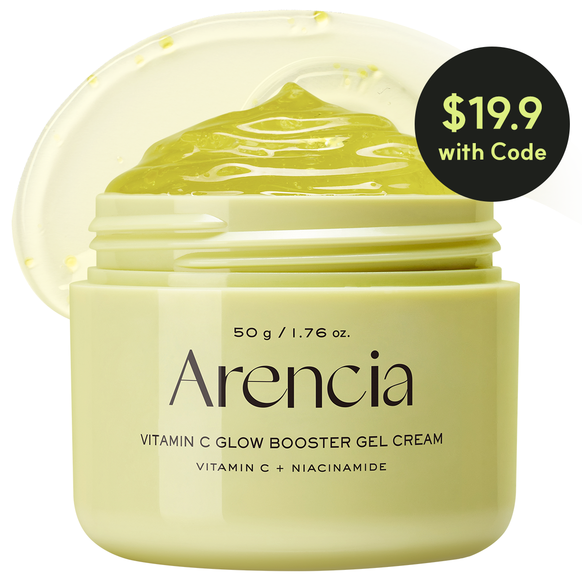 Vitamin C Glow Booster Gel Cream, Lightweight Brightening Gel Moisturizer for Even Tone & Radiant Skin, 1.76 oz